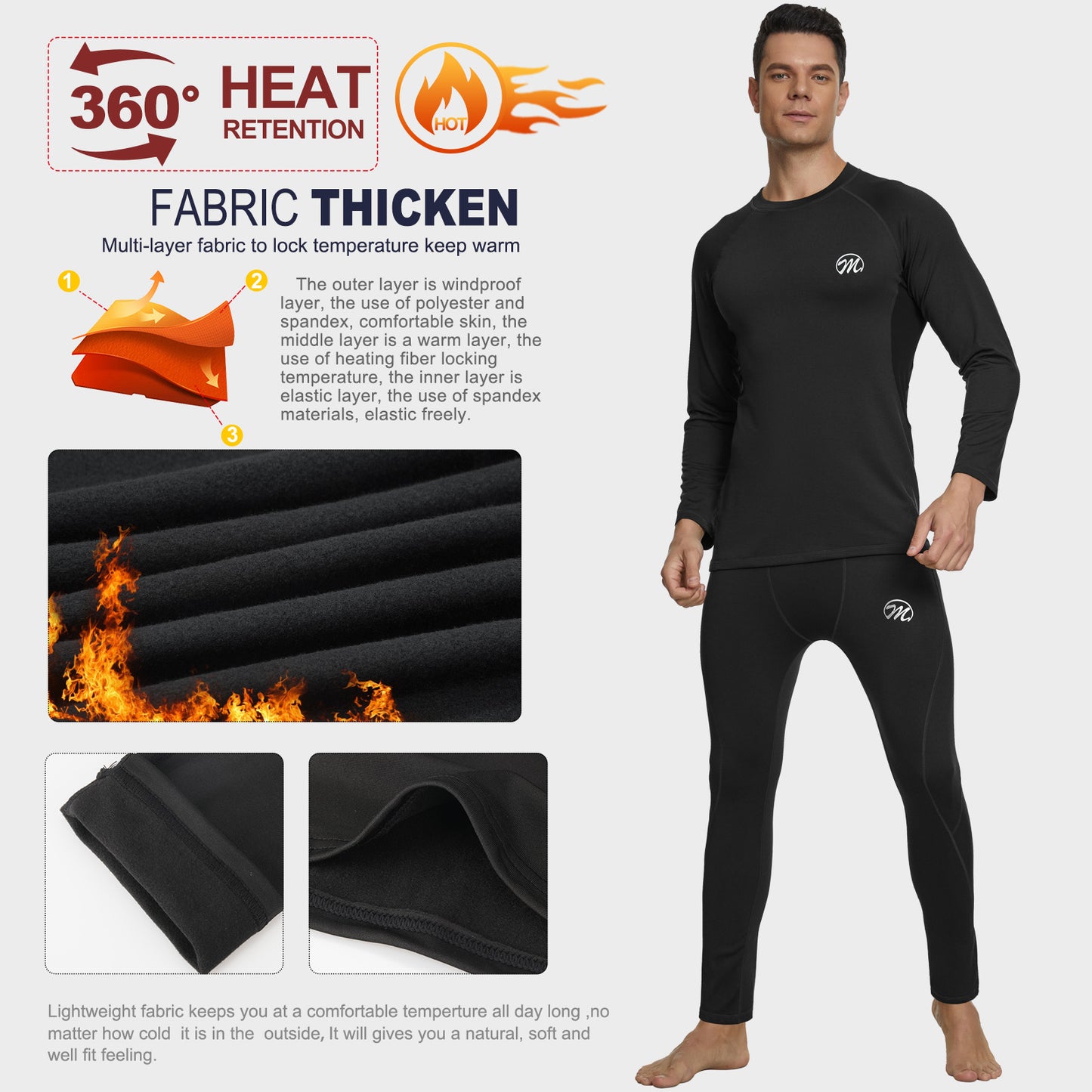 Thermal Underwear for Men Winter Quick Dry Base Layer