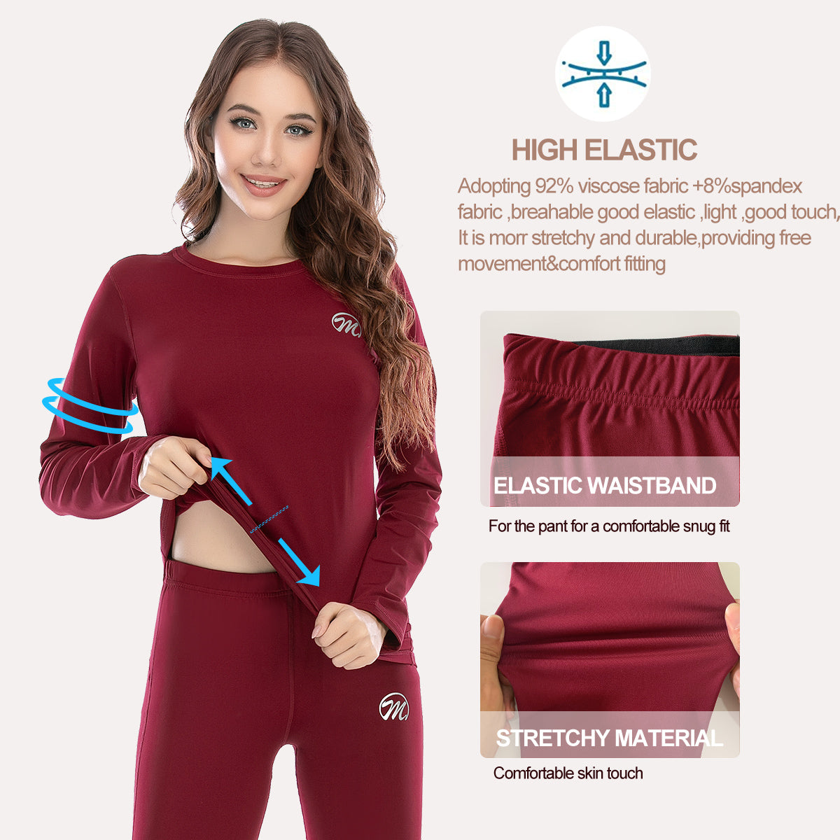 MEETWEE Red Winter Thermal Underwear Set