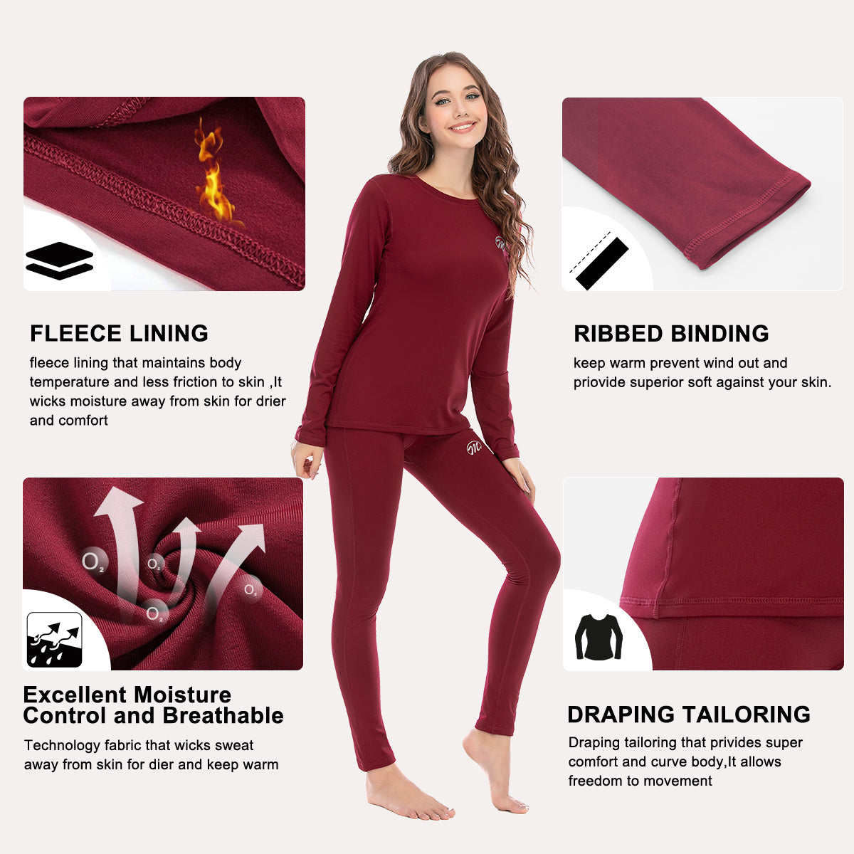 MEETWEE Red Winter Thermal Underwear Set
