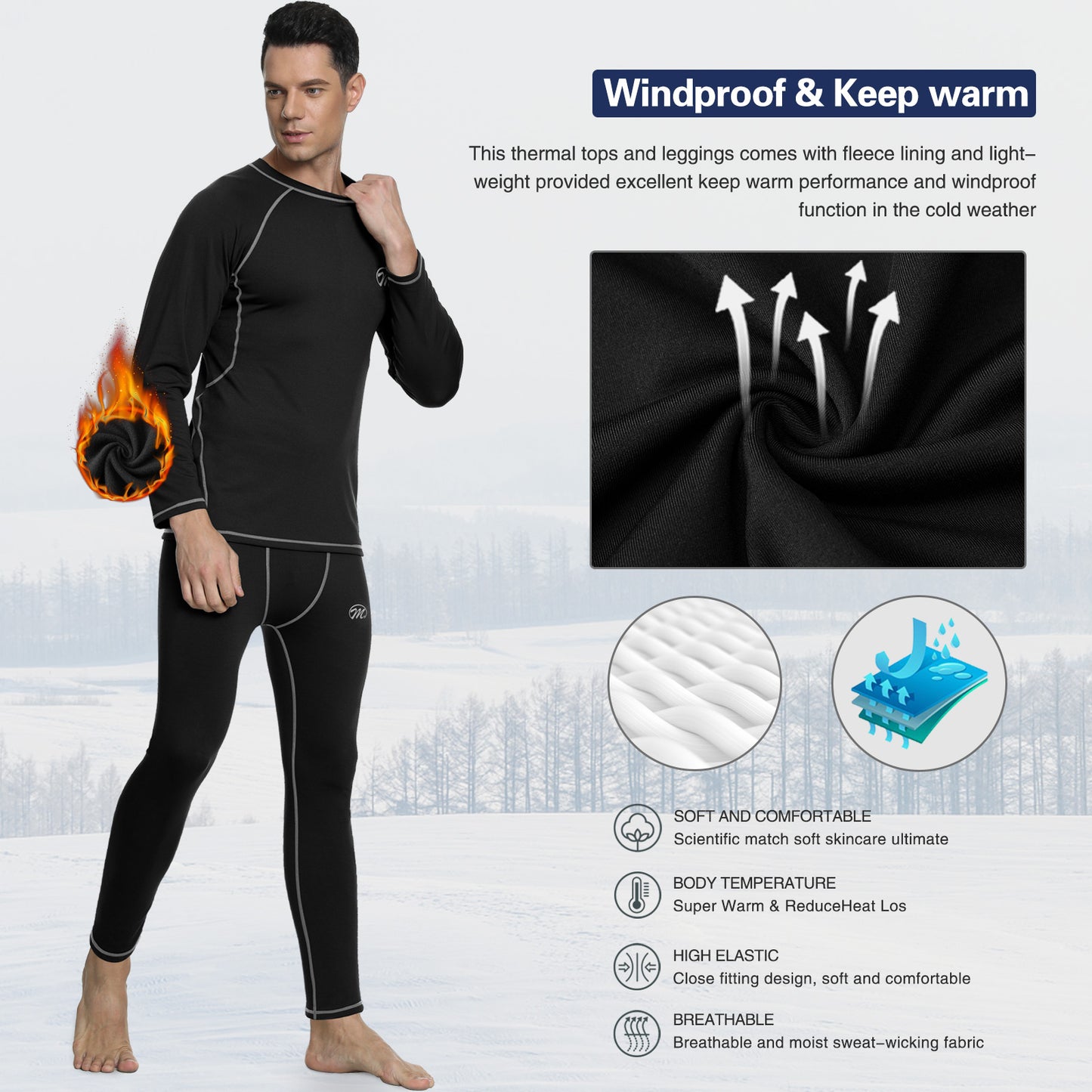 Men's Base Layer Warm Thermal Underwear Set