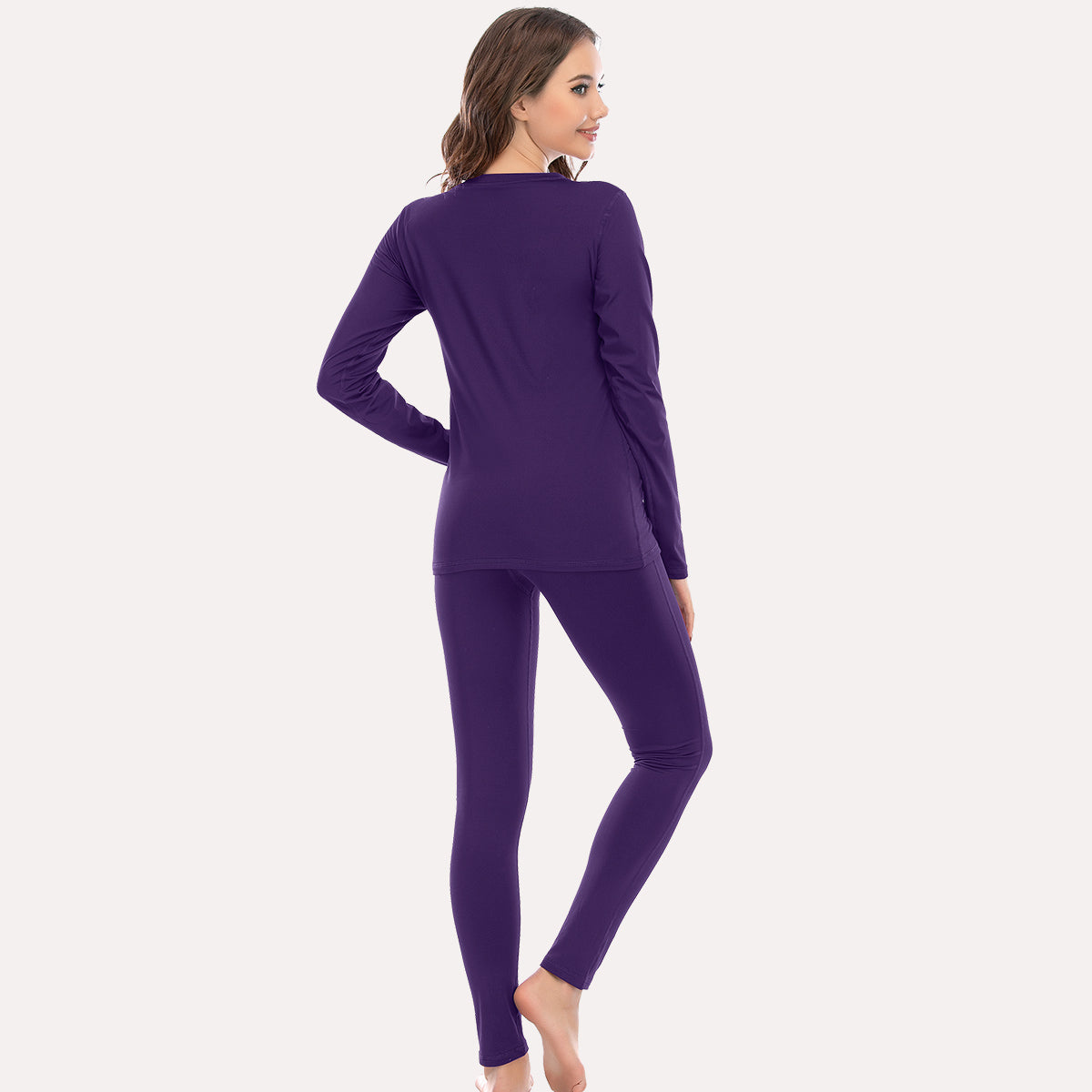 SDCVRE Winter thermal underwear Solid Inner Wear for Women Winter Clothes  Thermal Underwear Sleepwear Warm Suit for Women Female Second Skin  Thermals,Purple,fit(65,80) kg : : Fashion