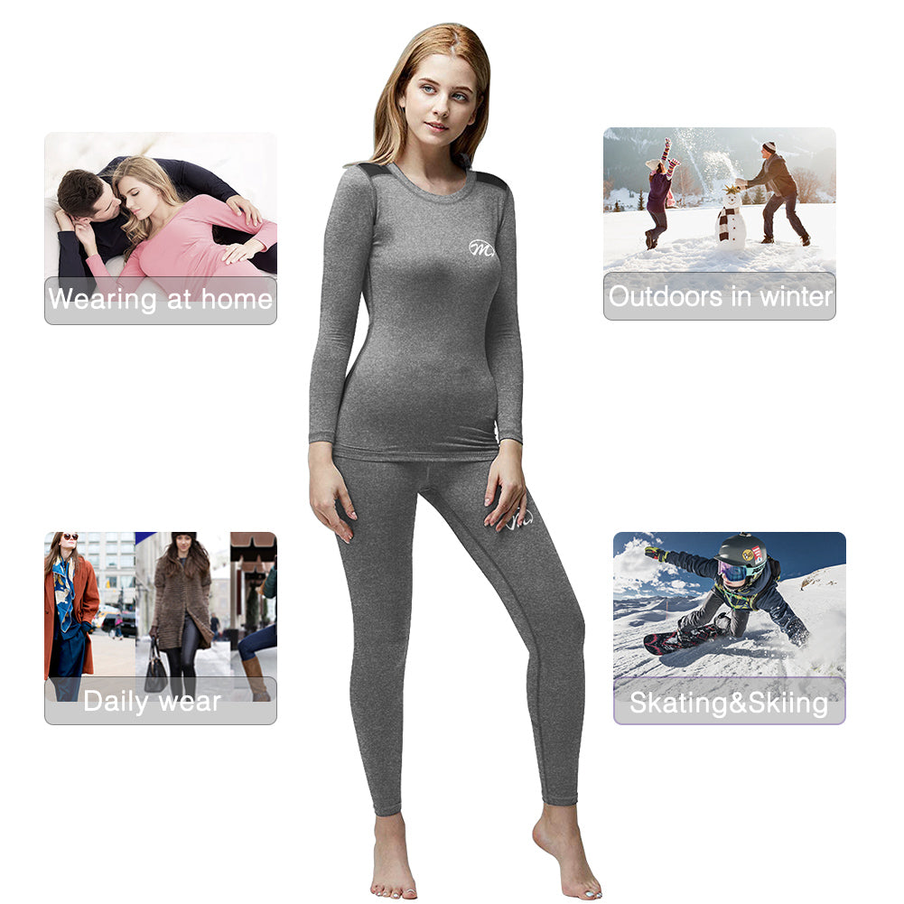 MEETWEE Grey Winter Thermal Underwear Set