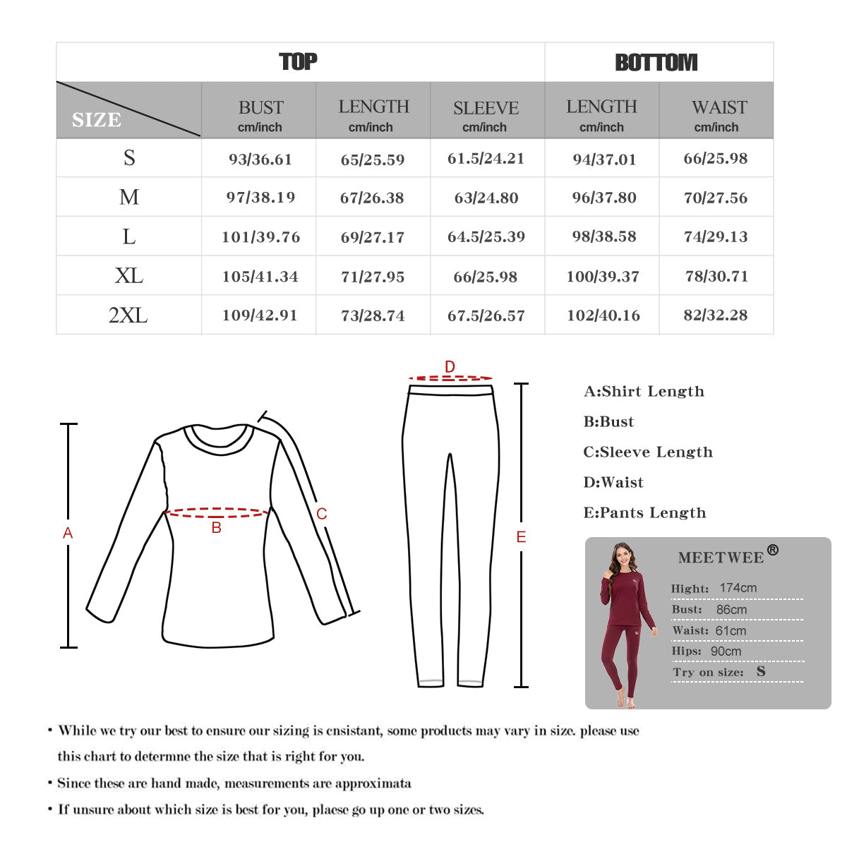 MEETWEE Red Winter Thermal Underwear Set
