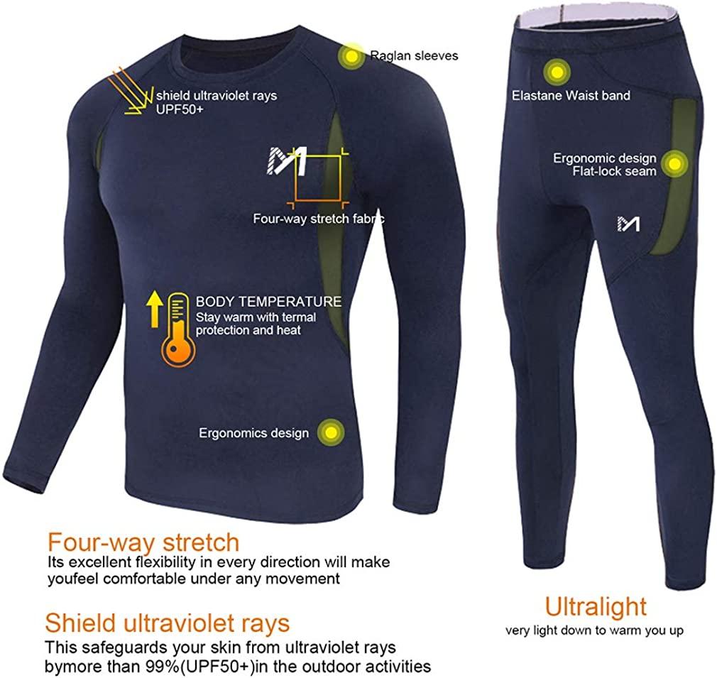 Thermal Underwear for Men, Winter Gear Long Johns Base Layer Top and Bottom Set for Skiing Running