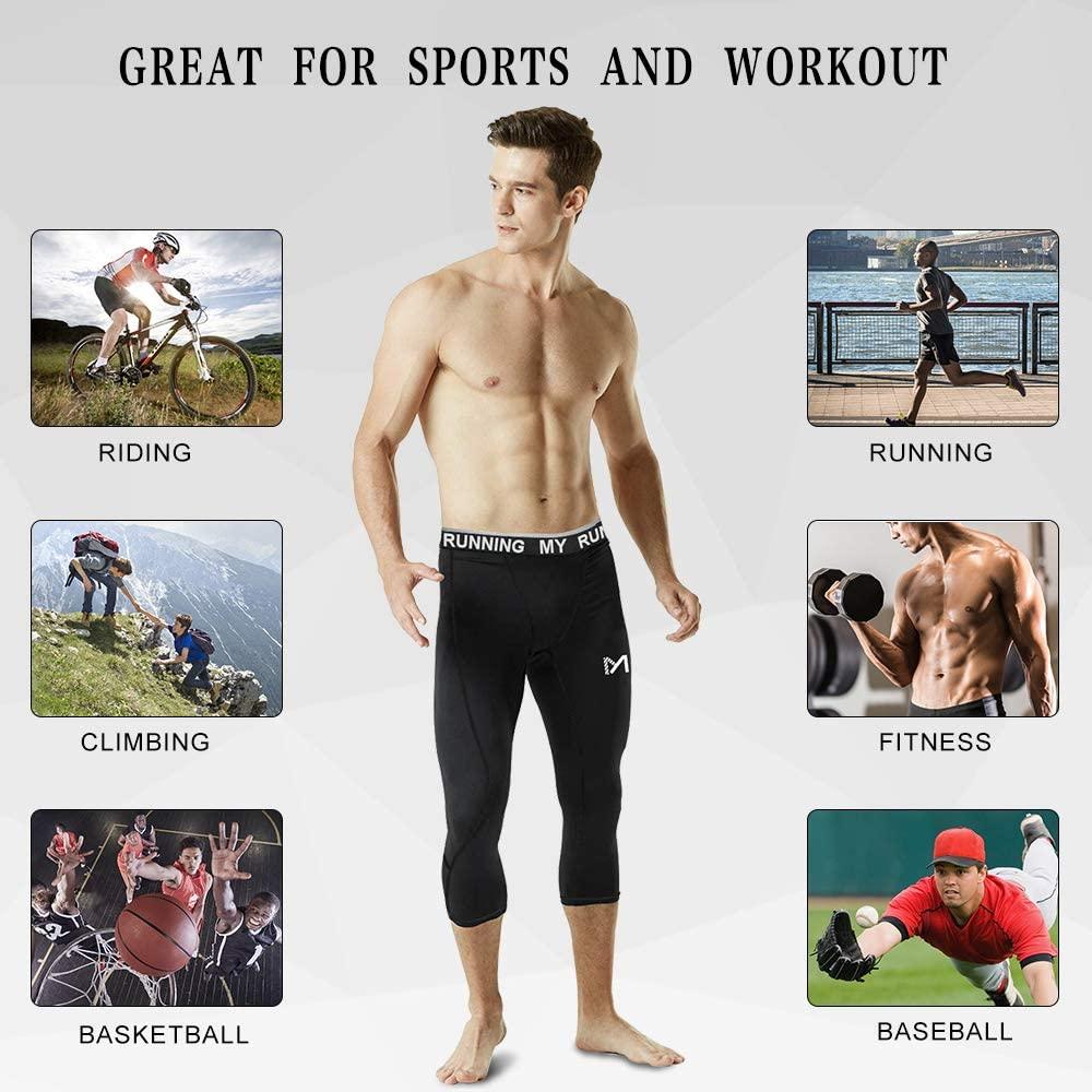 Men's 3/4 Compression Pants Sports Workout Running Tights Leggings