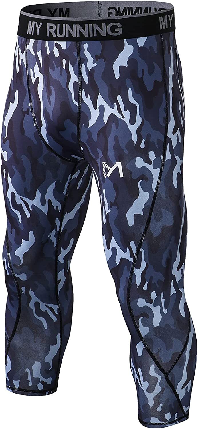 Men's 3/4 Compression Pants Sports Workout Running Tights Leggings