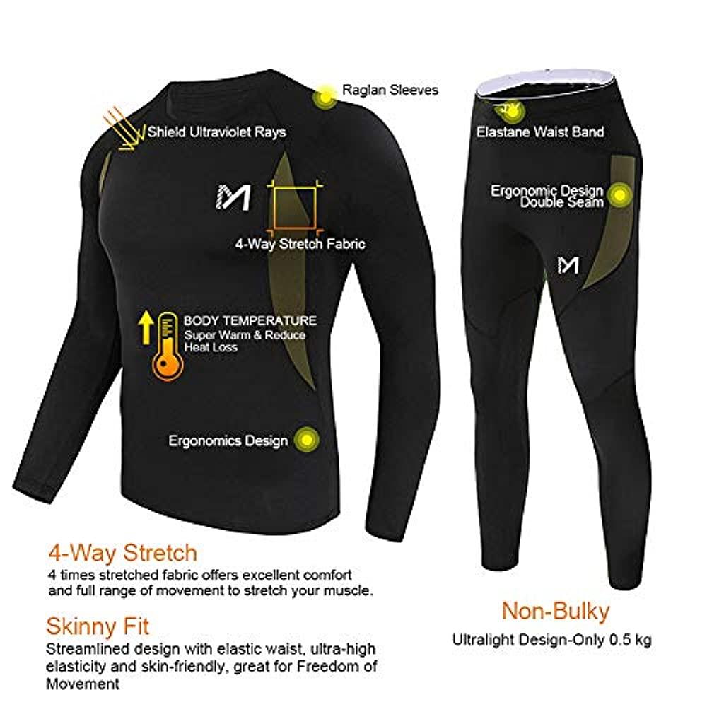 Thermal Underwear for Men, Winter Gear Long Johns Base Layer Top and Bottom Set for Skiing Running