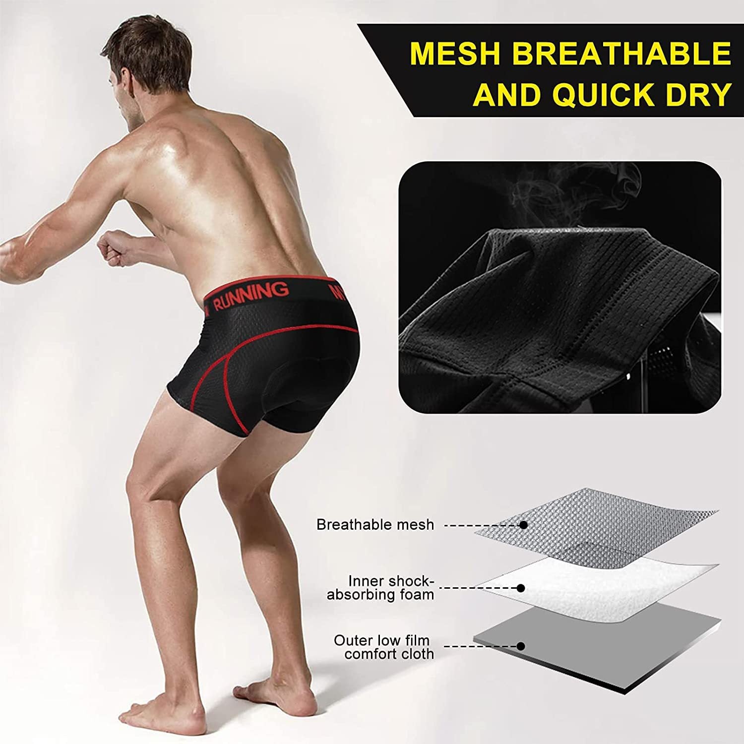WOSAWE Cycling Underwear Men's Briefs 3D Padded Bike Shorts MTB Underpants  Moisture Wicking Man Mesh Breathable Thong Panties