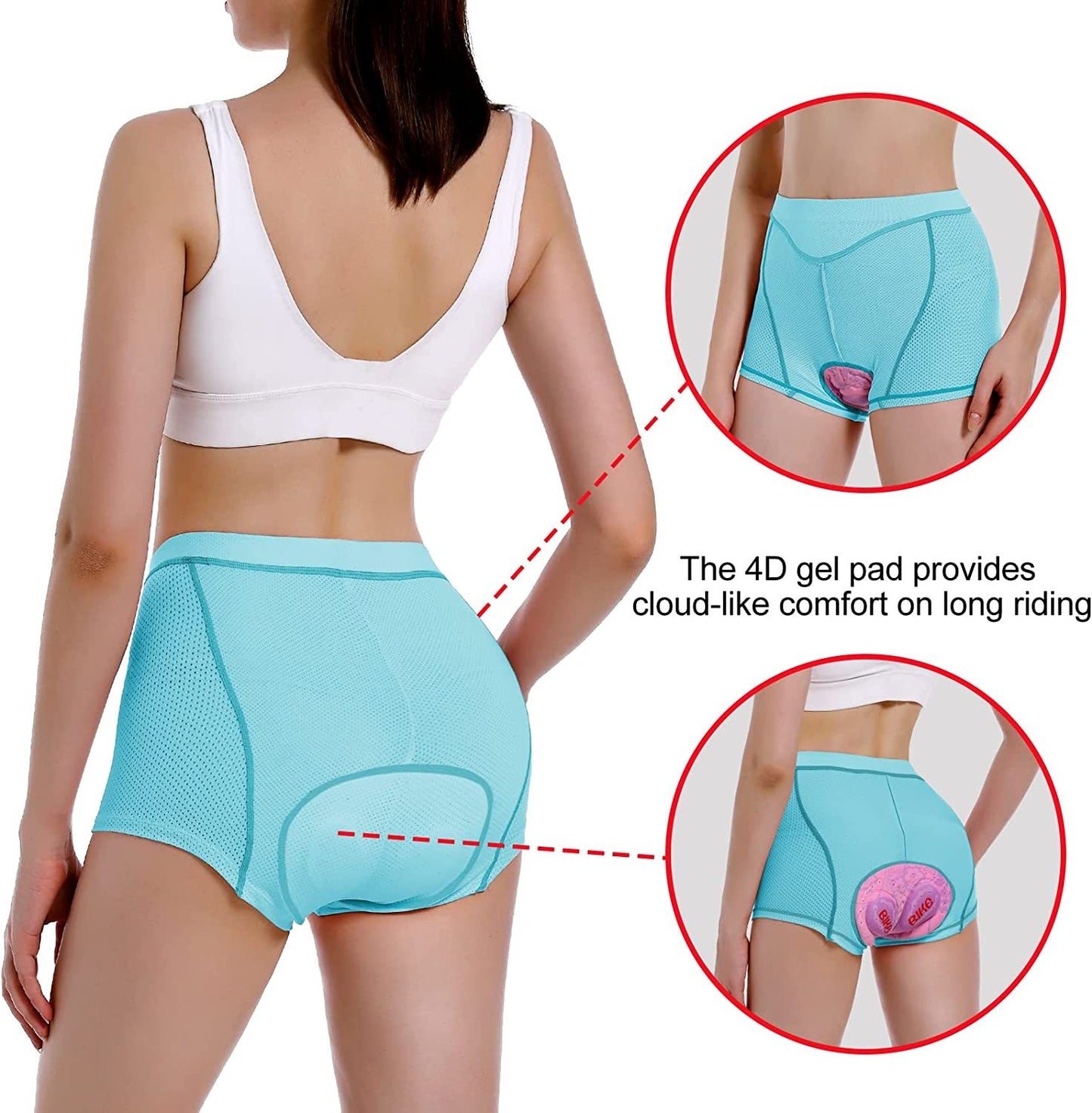 Women's Cycling Underwear, 4D Padded Gel Bike Shorts Lightweight Quick Dry Cycling Knickers