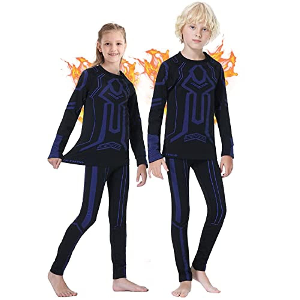 Thermal Underwear Set for Kids Fleece Lined Long Johns Base Layer