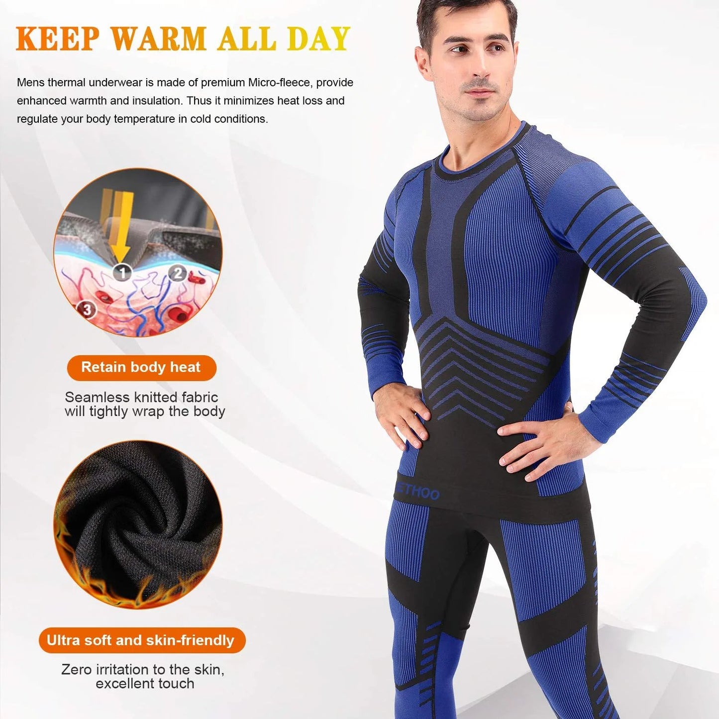 Men's Thermal Underwear Set Winter Gear Men Base Layer Long Johns Bottom