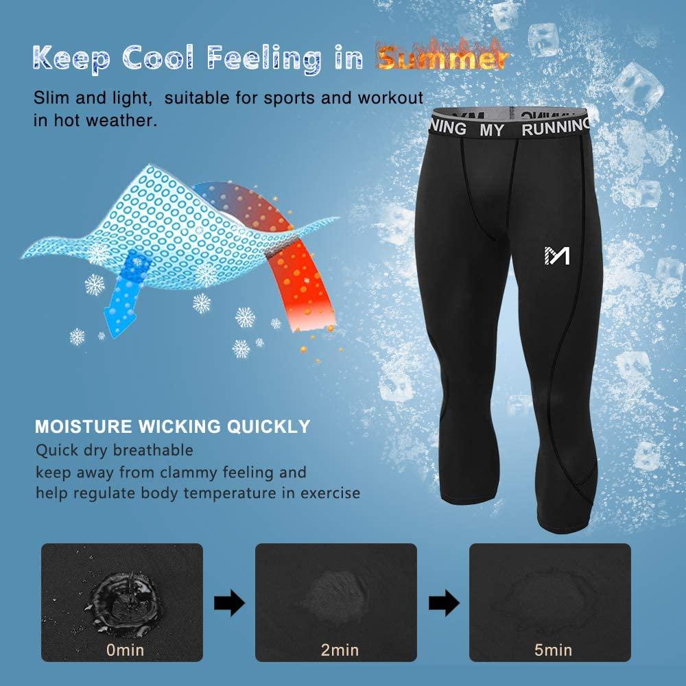 Men's 3/4 Compression Pants Sports Workout Running Tights Leggings