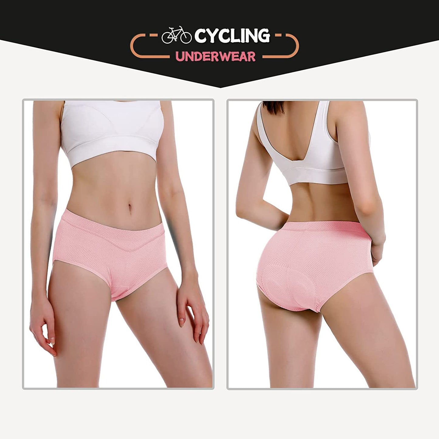 Women's Cycling Underwear, 4D Padded Gel Bike Shorts Quick Dry Cycling Knickers Lightweight Bicycle Briefs