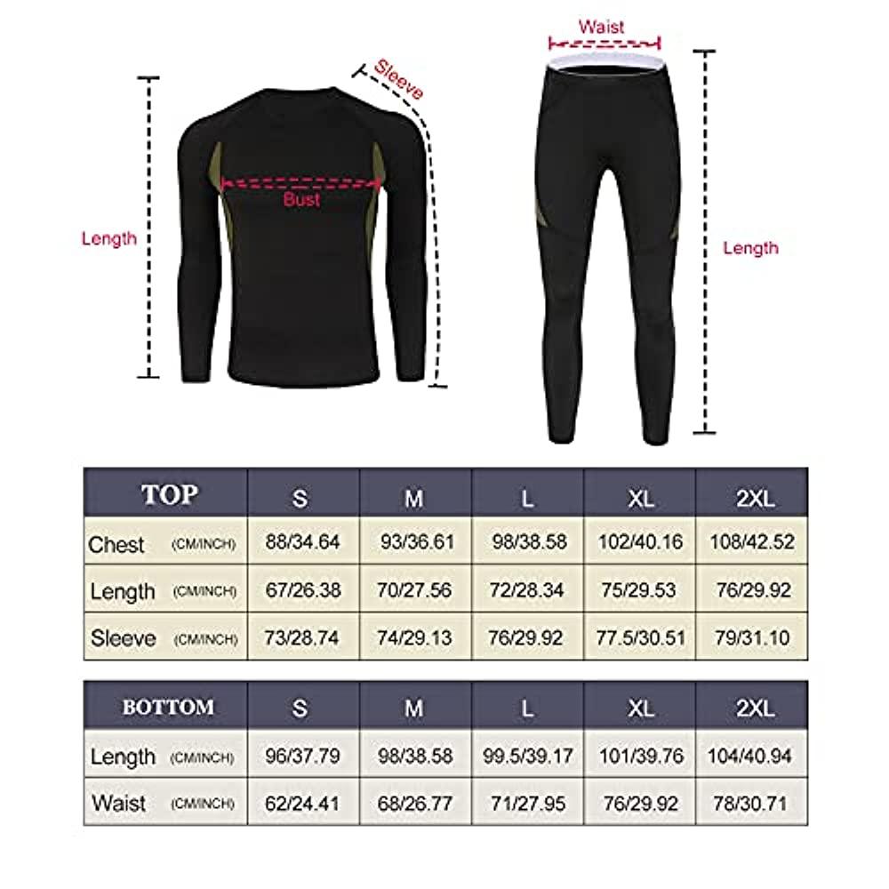 Thermal Underwear for Men, Winter Gear Long Johns Base Layer Top and Bottom Set for Skiing Running
