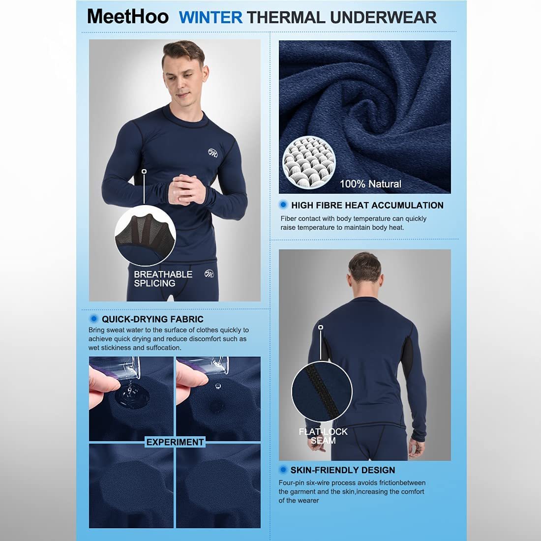 Solid Set Men Winter Thermal Underwear Men Warm Underwear Set Fleece  Compression Quick Drying Set Long Johns Warm Winter Clothes