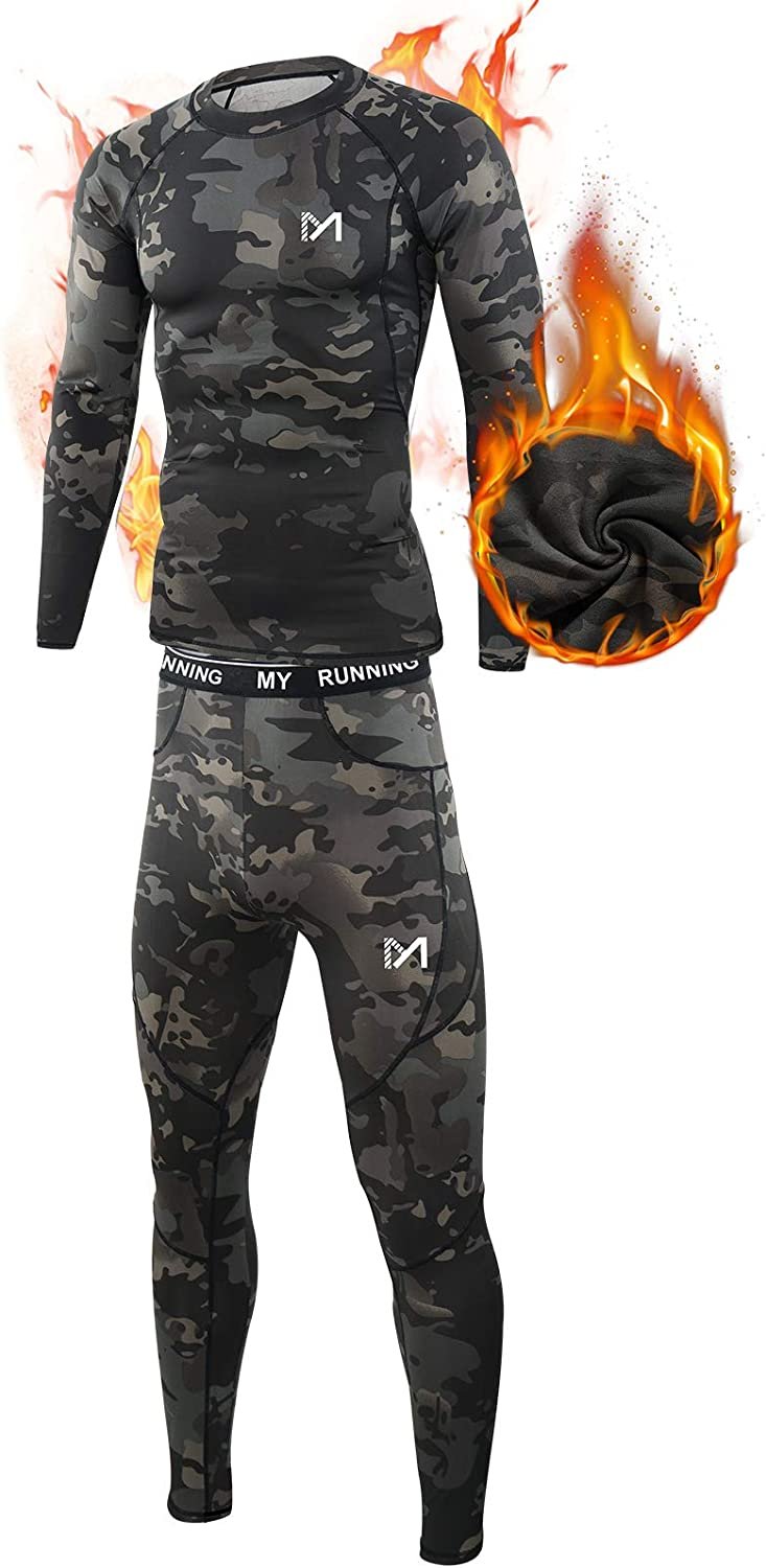 Thermal Underwear for Men, Winter Gear Long Johns Base Layer Top and Bottom Set for Skiing Running