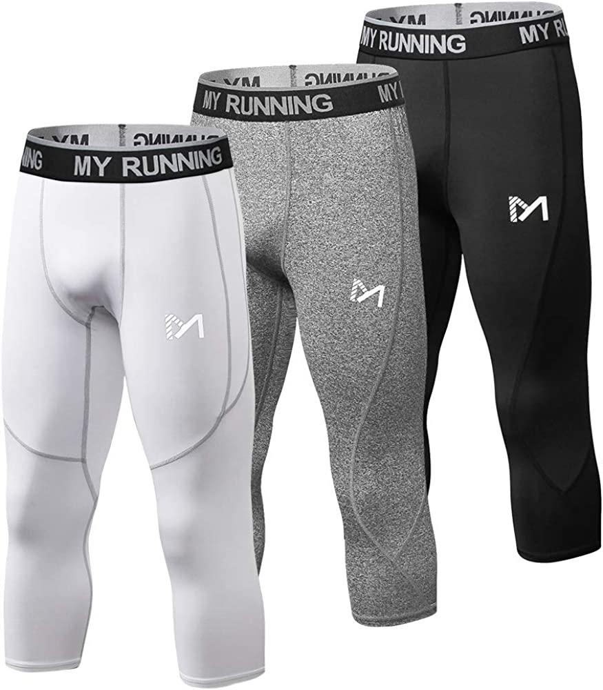 Men's 3/4 Compression Pants Sports Workout Running Tights Leggings
