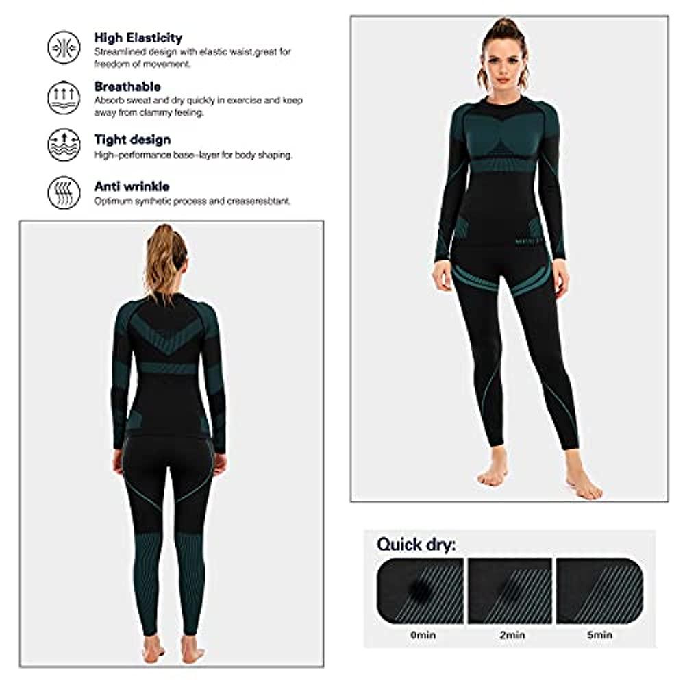 Thermal Underwear for Women, Winter Warm Long Johns Thermal Sets Cold  Weather Gear Base Layer for Skiing Running