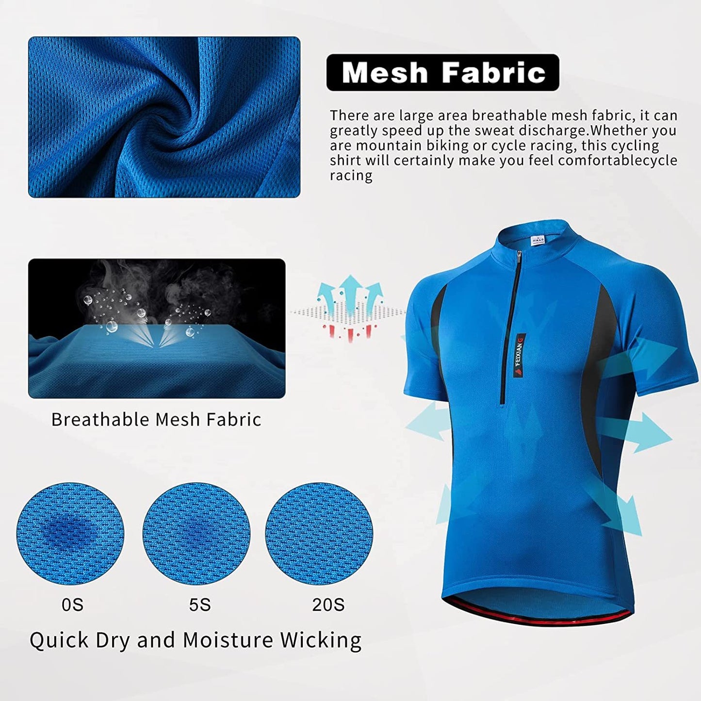 Men’s Cycling Jersey, Short Sleeve Biking Cycle Tops Quick Dry Breathable Mountain Bike MTB Shirt Racing Bicycle Clothes