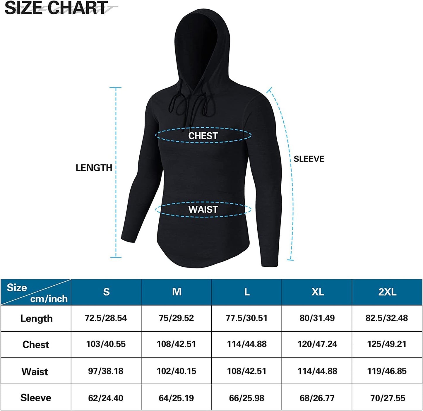 Long Sleeve Workout Hoodie Shirts for Men, Lightweight Athletic Running Hooded T-Shirt Gym Fishing Sweatshirts