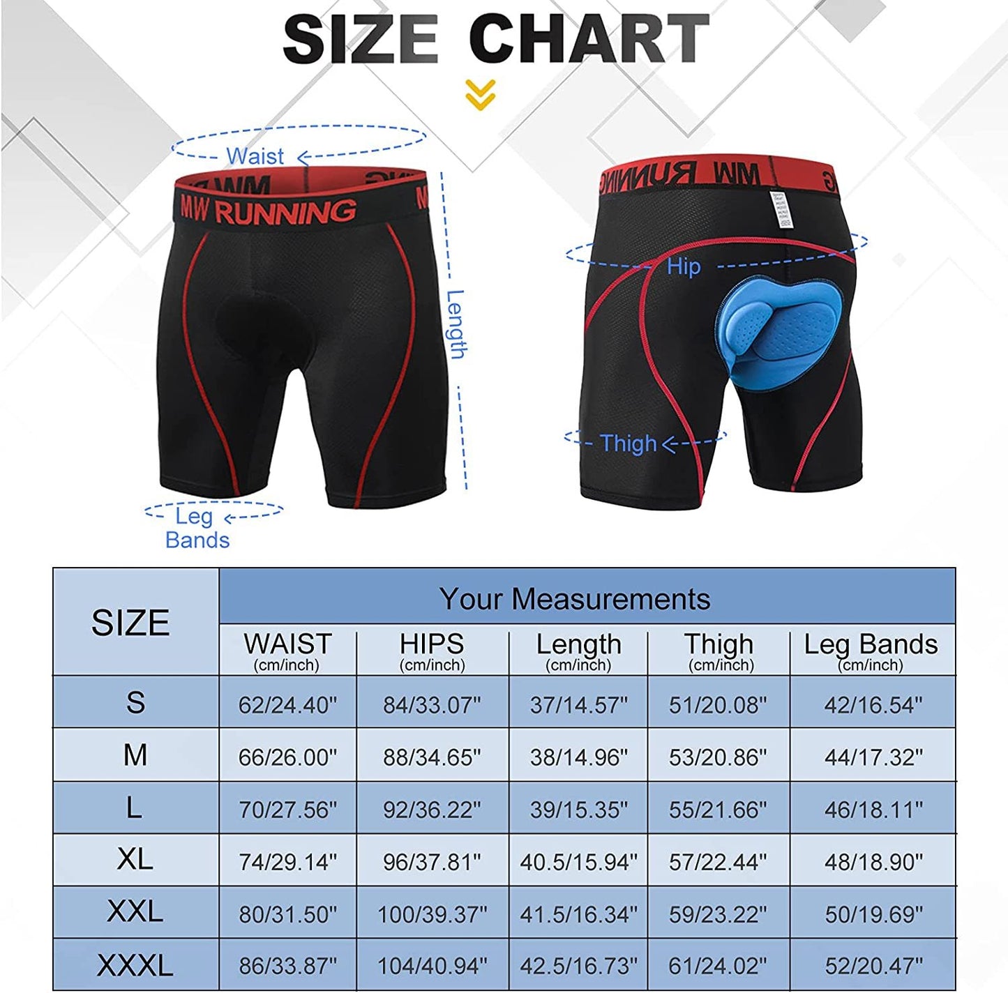 Men's Cycling Underwear, 3D Padded Bike Shorts, Quick Dry Breathable Mountain Bicycle Tights Leggings