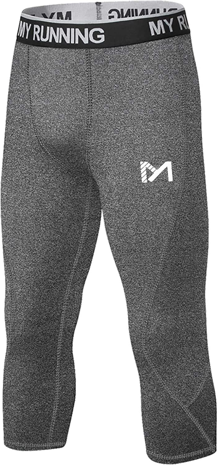 Men's 3/4 Compression Pants Sports Workout Running Tights Leggings