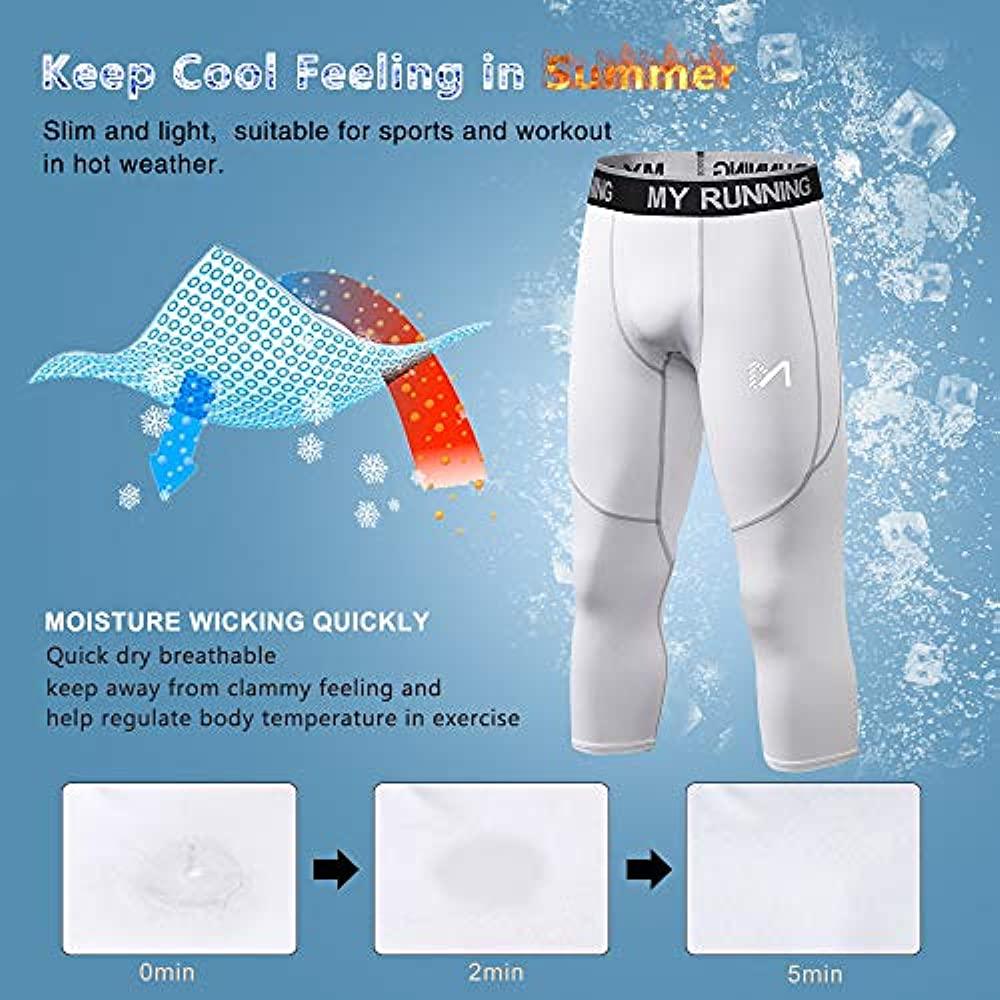 Men's 3/4 Compression Pants Sports Workout Running Tights Leggings