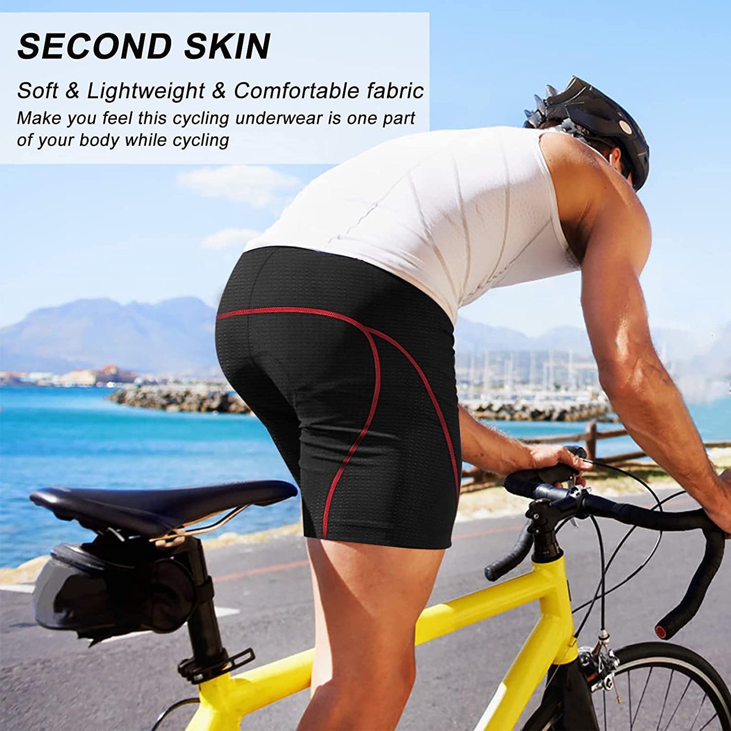 Men's Cycling Underwear, 3D Padded Bike Shorts, Quick Dry Breathable Mountain Bicycle Tights Leggings