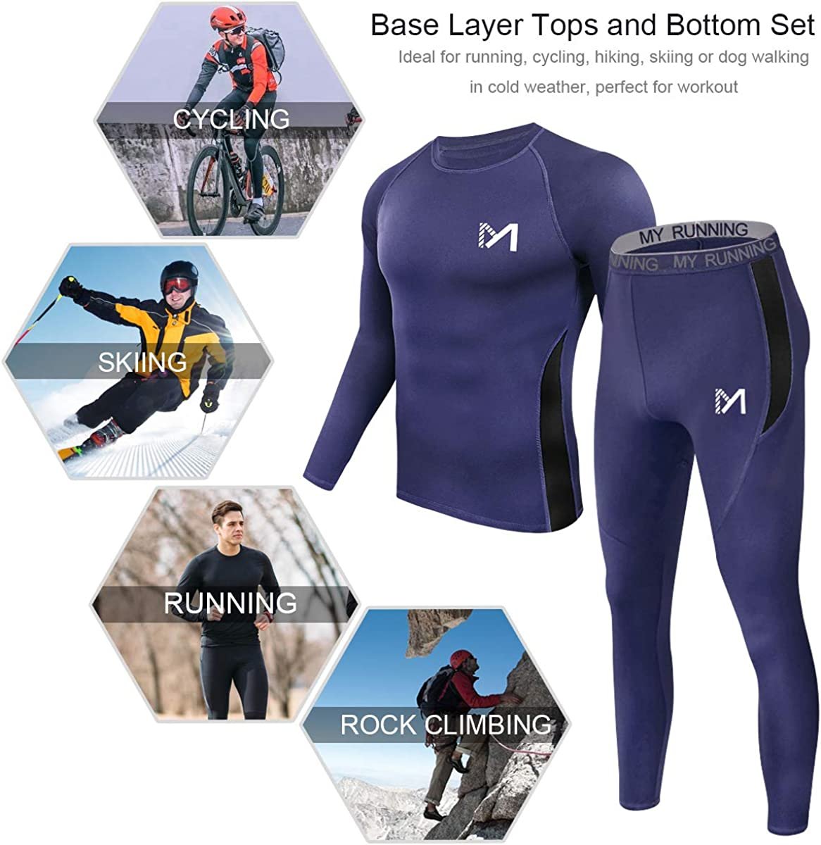 Men's Thermal Underwear Set Sport Long Johns Base Layer – MEETWEE