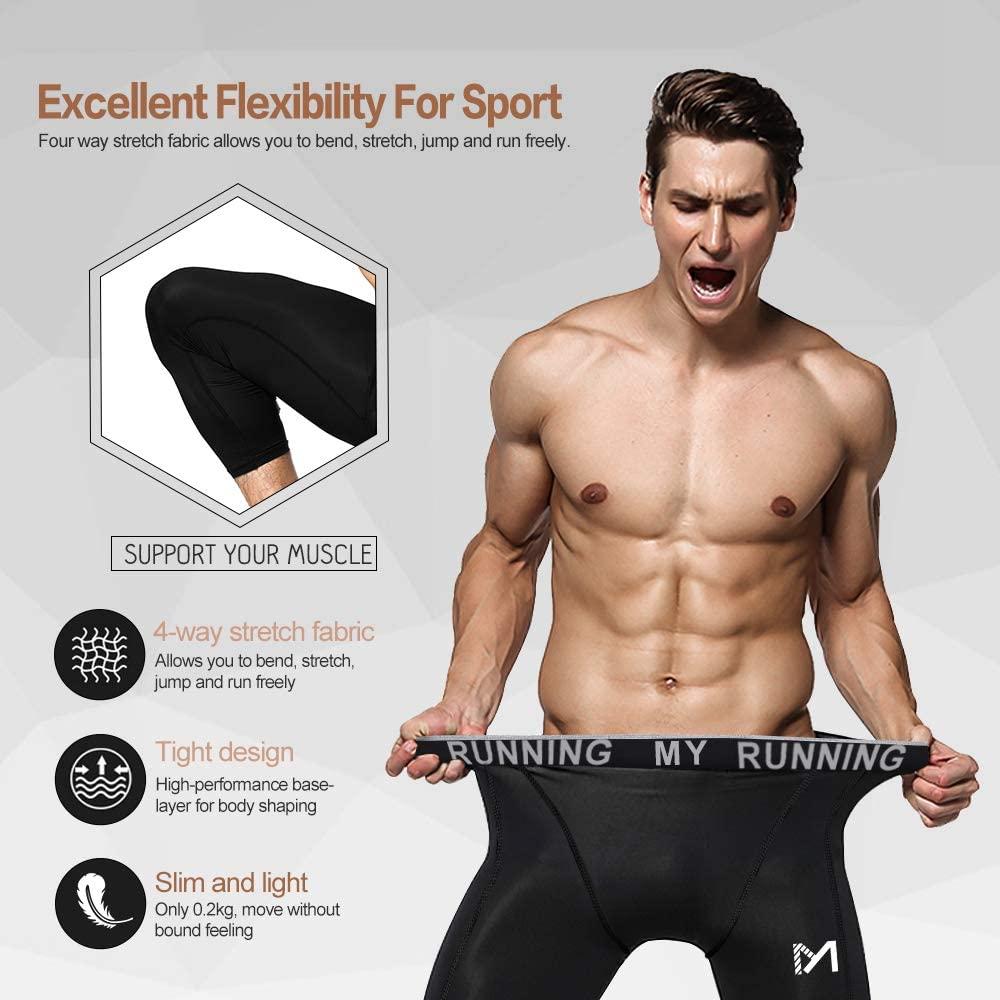 Men's 3/4 Compression Pants Sports Workout Running Tights Leggings