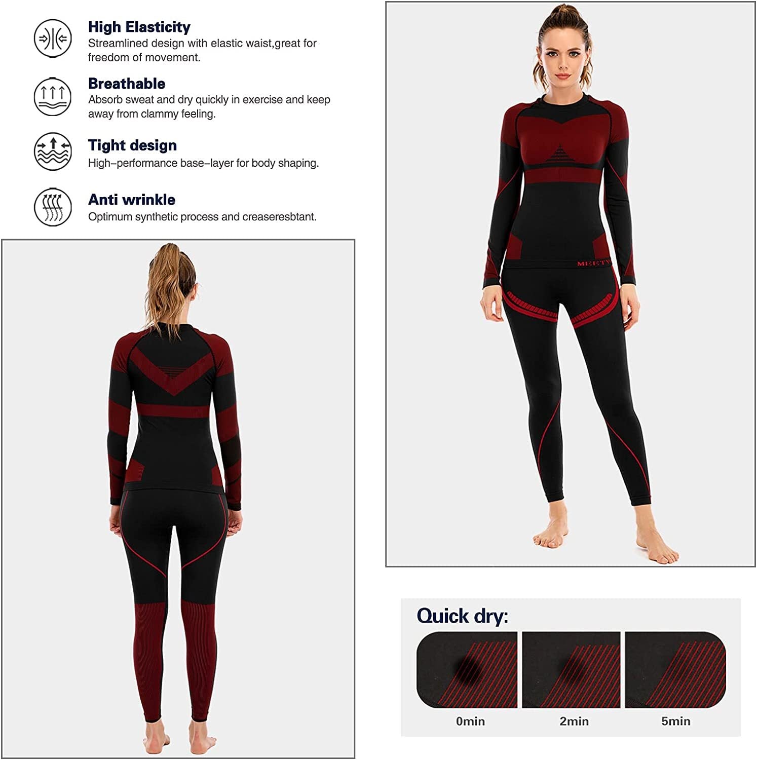 Thermal Underwear for Women, Winter Warm Long Johns Thermal Sets Cold  Weather Gear Base Layer for Skiing Running