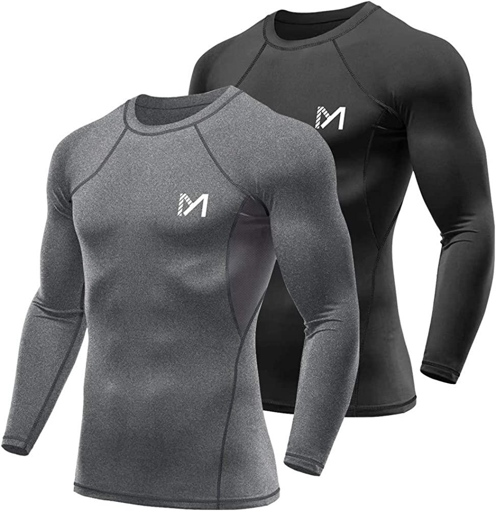 MEETWEE Men's Compression Long Sleeve Athletic Workout Shirt