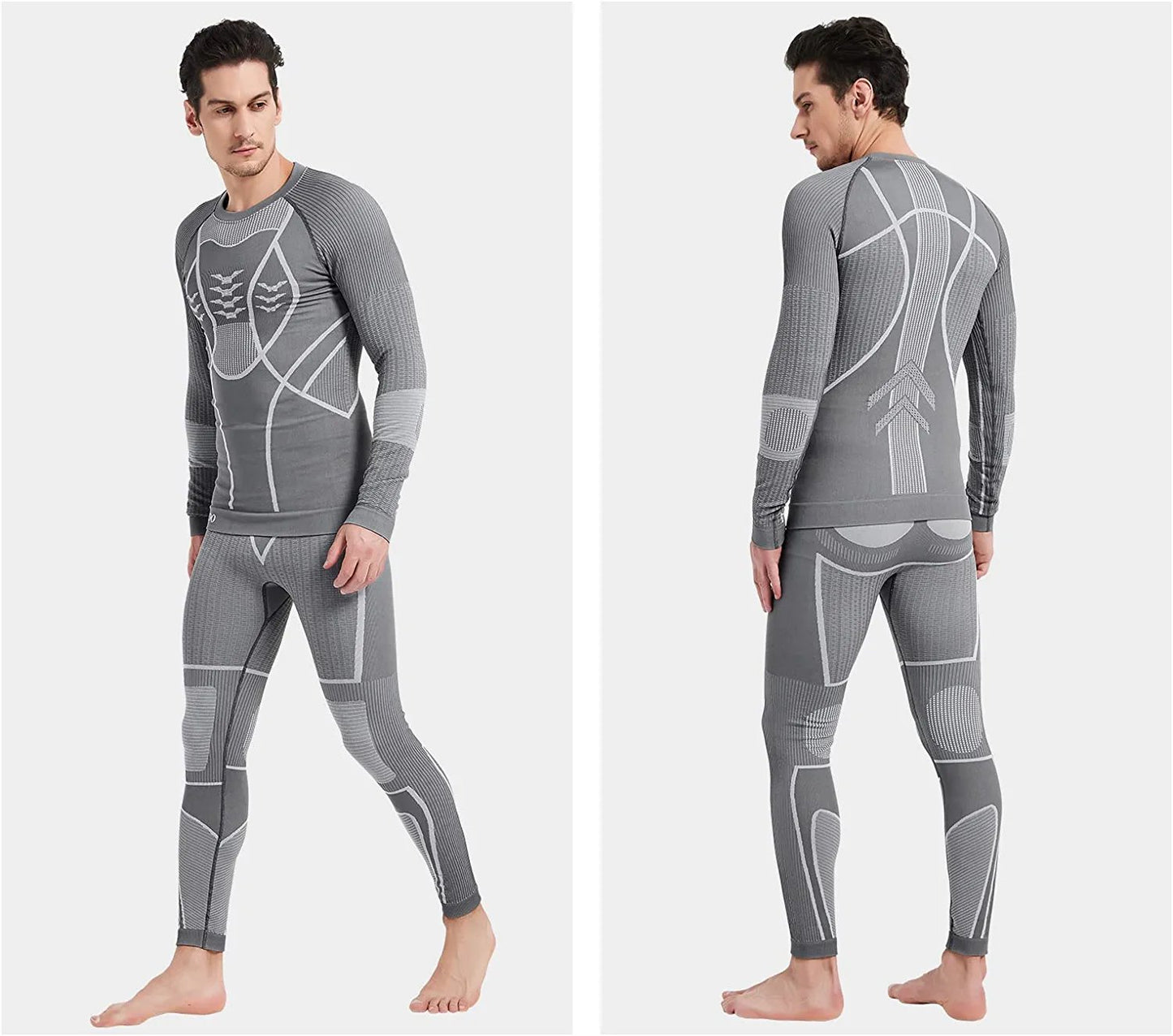 Men's Thermal Underwear Set, Winter Base Layer Sport Long Johns Top & Bottom Suit Compression Cold Weather Gear for Skiing