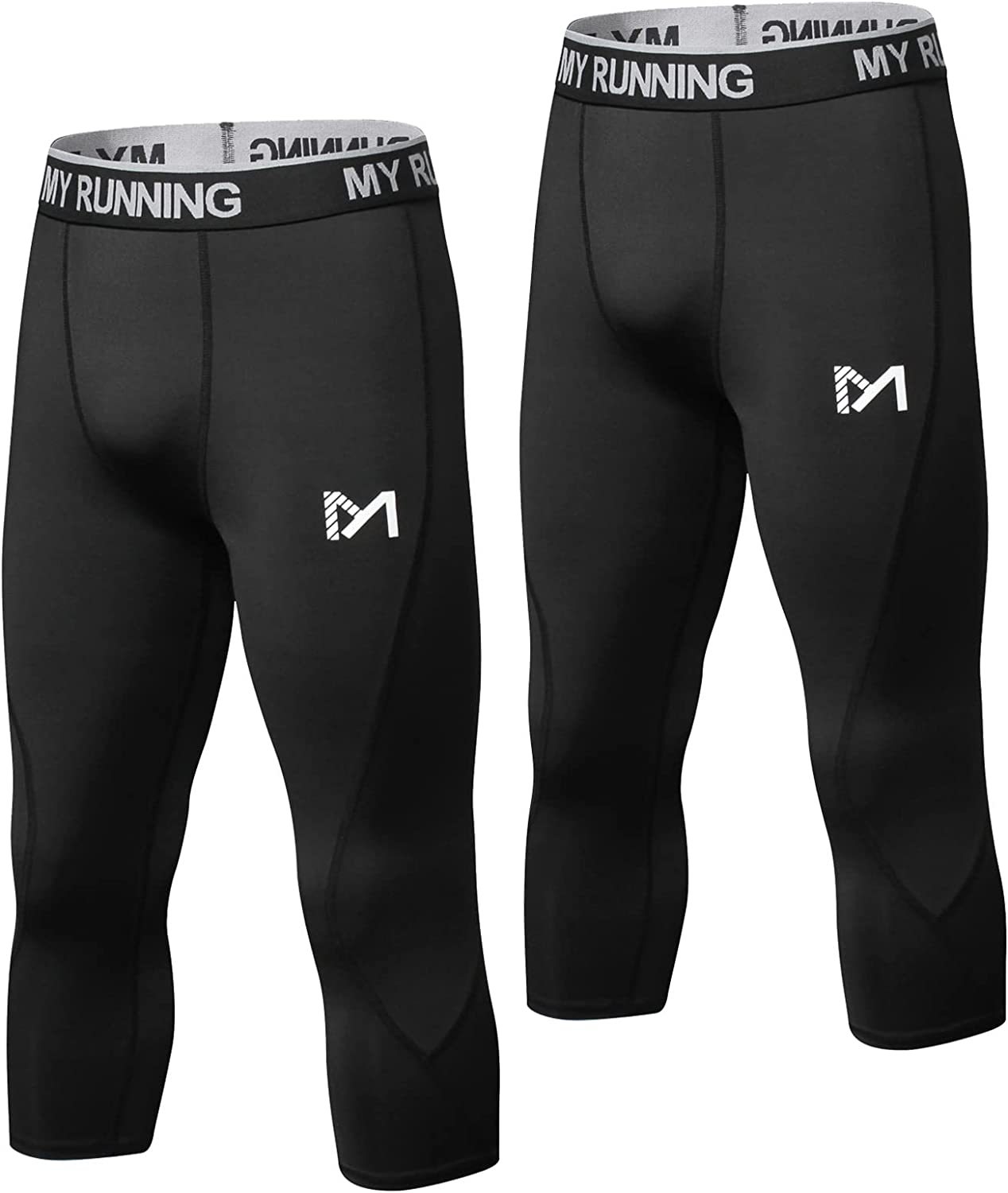 Men's 3/4 Compression Pants Sports Workout Running Tights Leggings