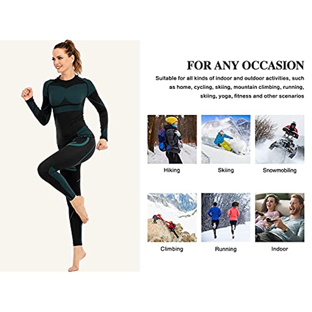 MeetHoo Thermal Underwear for Women, Winter Warm Base Layer Compression Set  Fleece Lined Long Johns, Black, Small at  Women's Clothing store