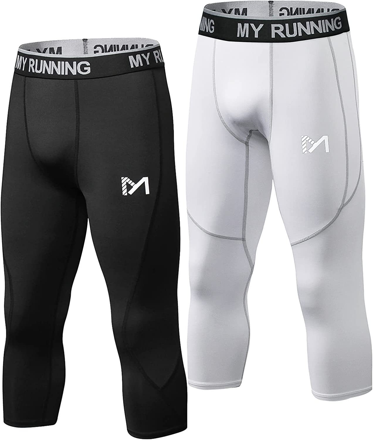 Men's 3/4 Compression Pants Sports Workout Running Tights Leggings