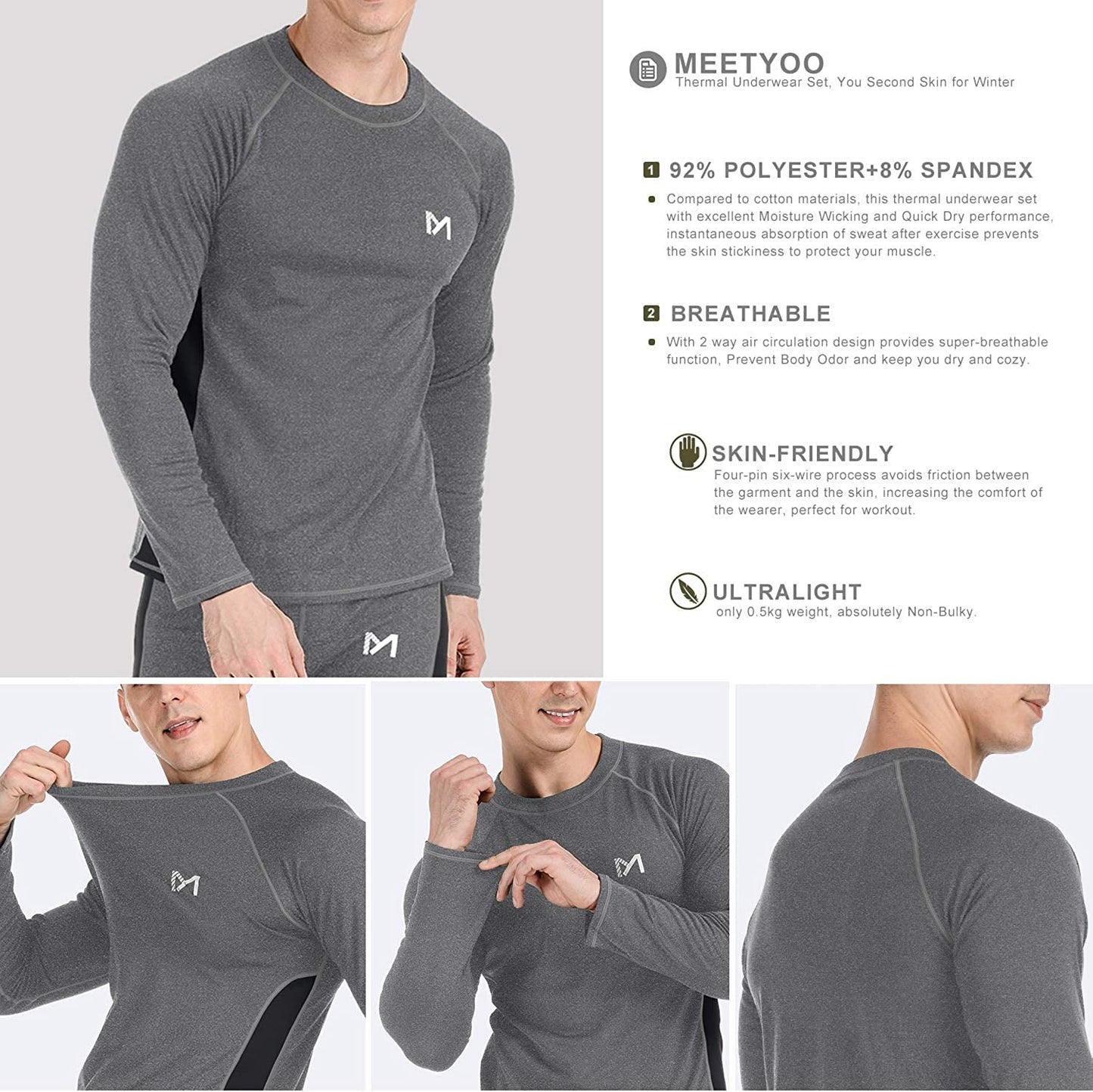 Men's Thermal Underwear Set Sport Long Johns Base Layer