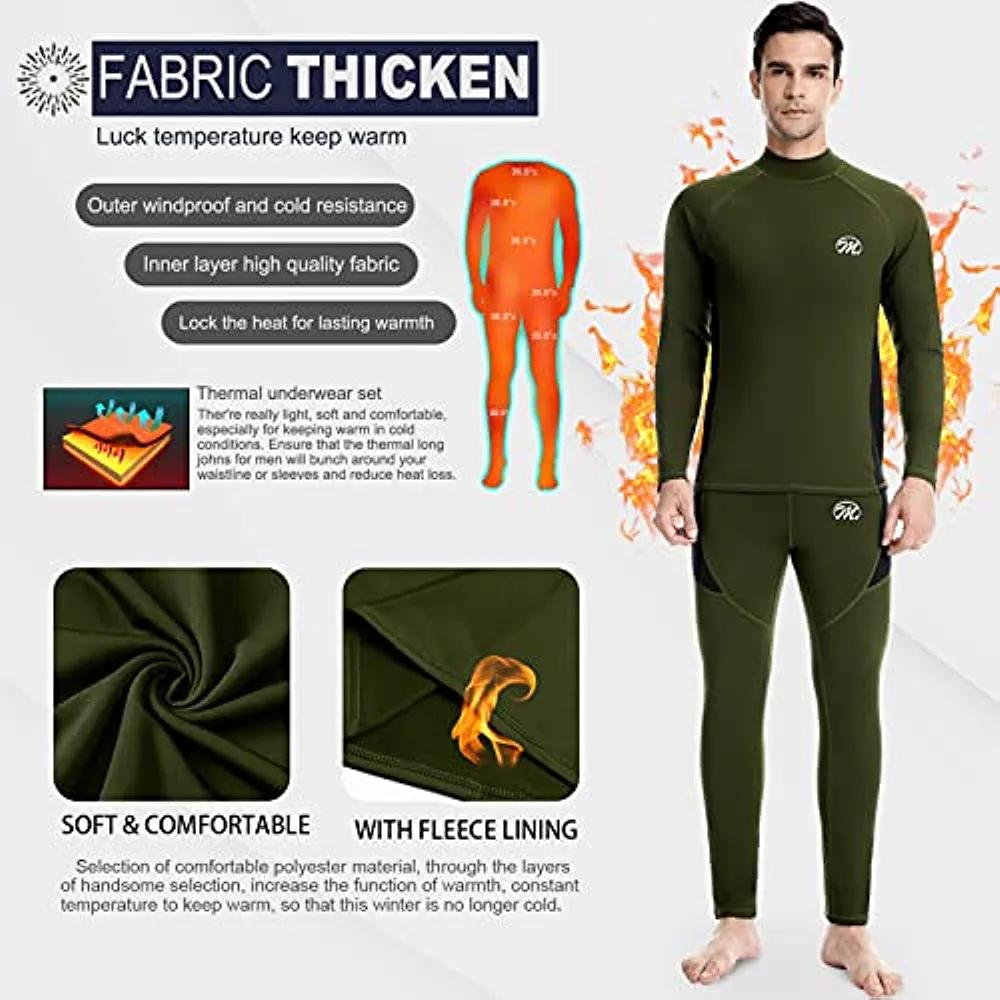 Men's Thermal Underwear Set Winter Ski Gear Fleece Lined Long Johns Ba –  MEETWEE