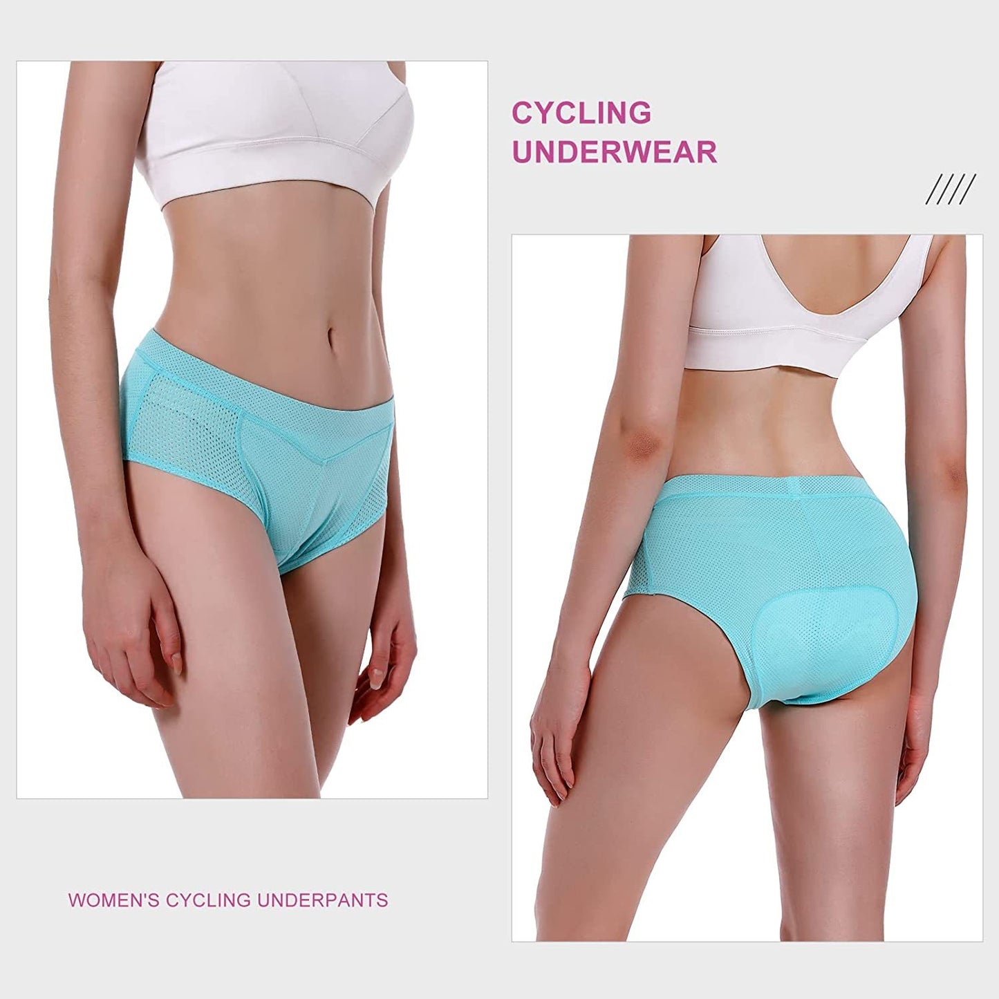 Women's Cycling Underwear, 4D Padded Gel Bike Shorts Lightweight Quick Dry Cycling Knickers