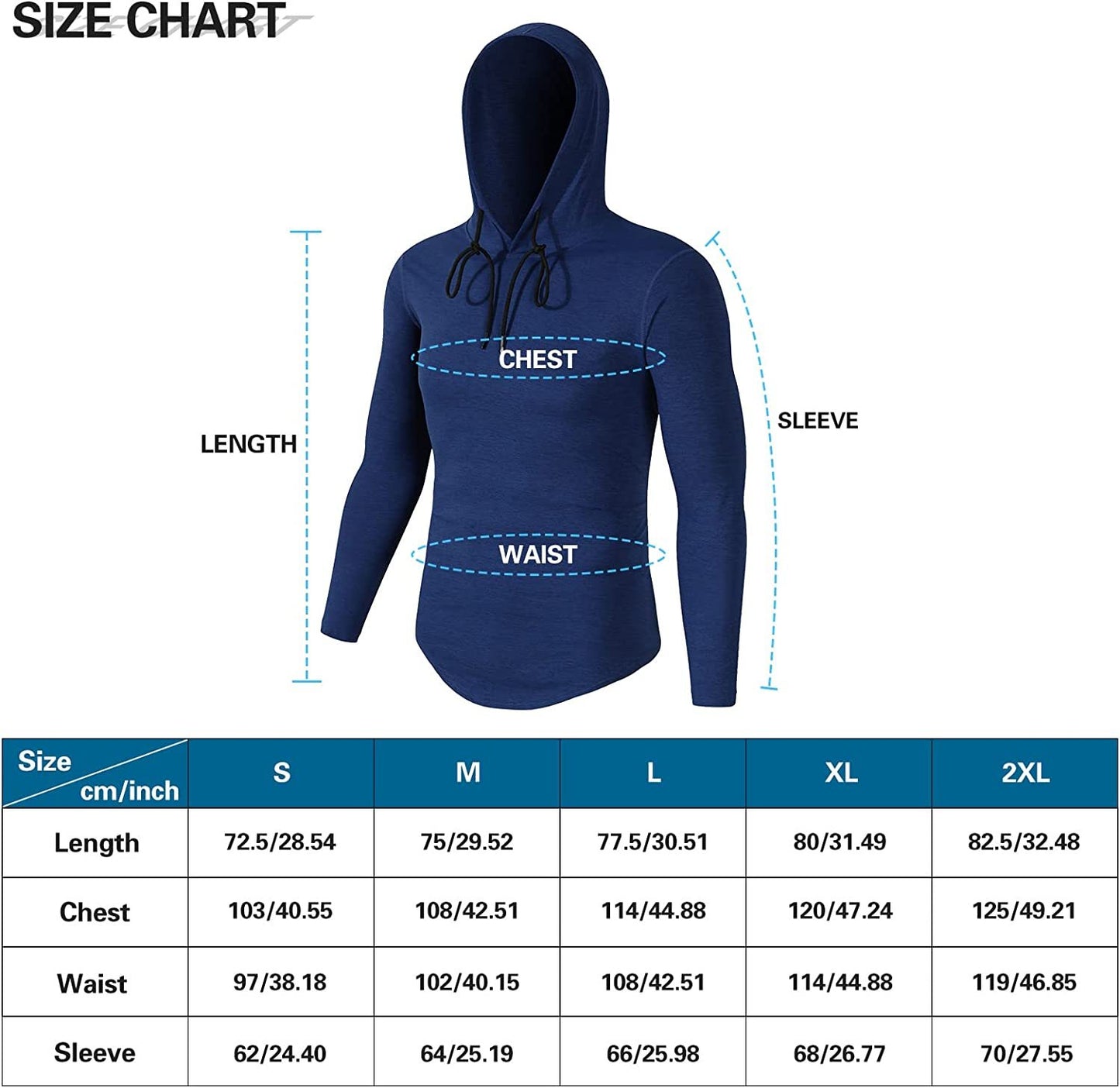 Long Sleeve Workout Hoodie Shirts for Men, Lightweight Athletic Running Hooded T-Shirt Gym Fishing Sweatshirts