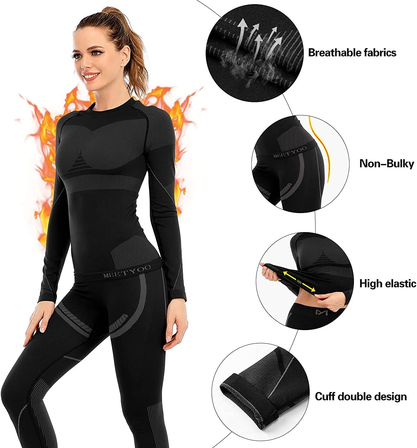 Thermal Underwear for Women, Winter Warm Long Johns Thermal Sets Cold –  MEETWEE