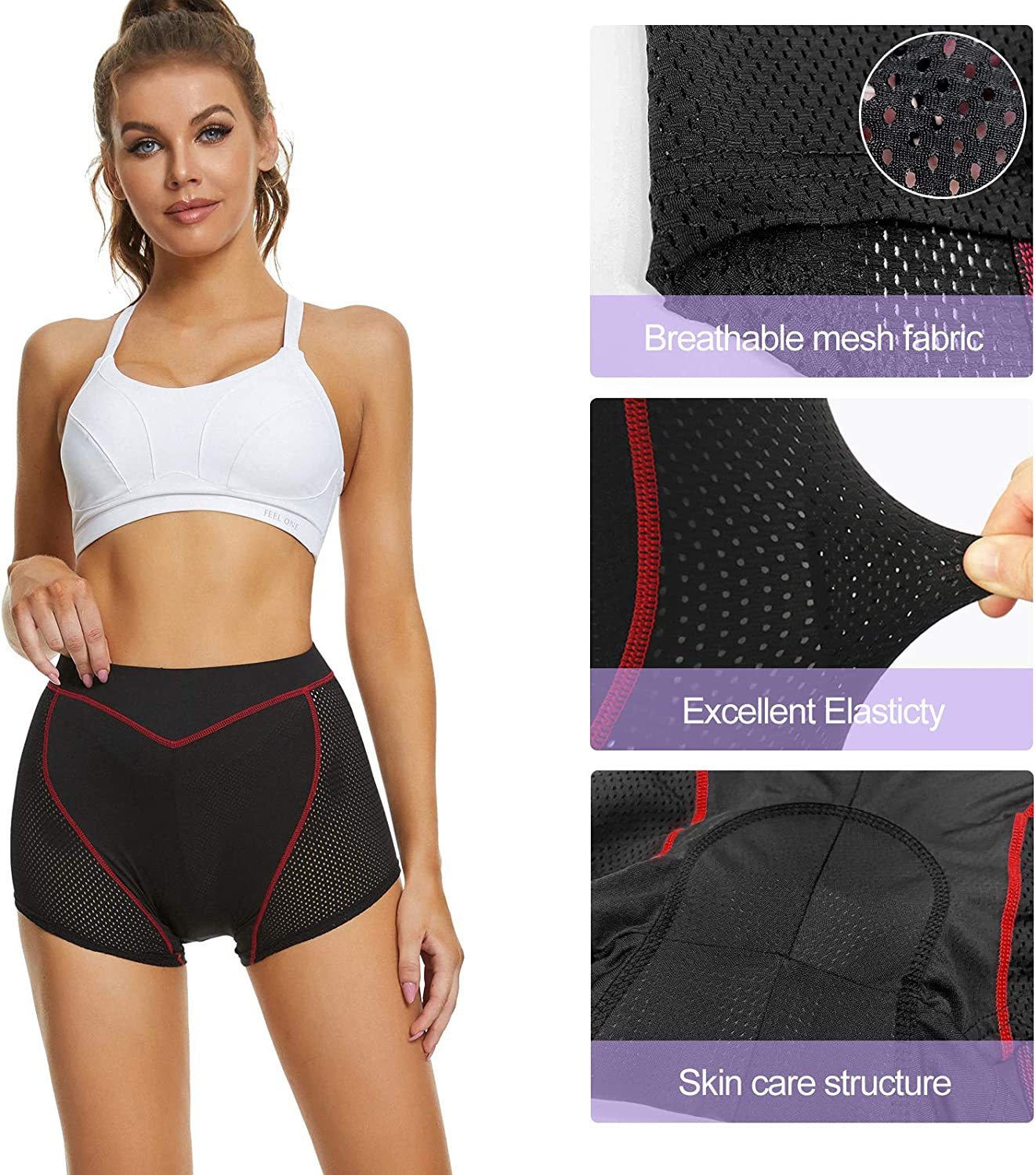 Women's Cycling Underwear, 4D Padded Gel Bike Shorts Lightweight Quick Dry Cycling Knickers