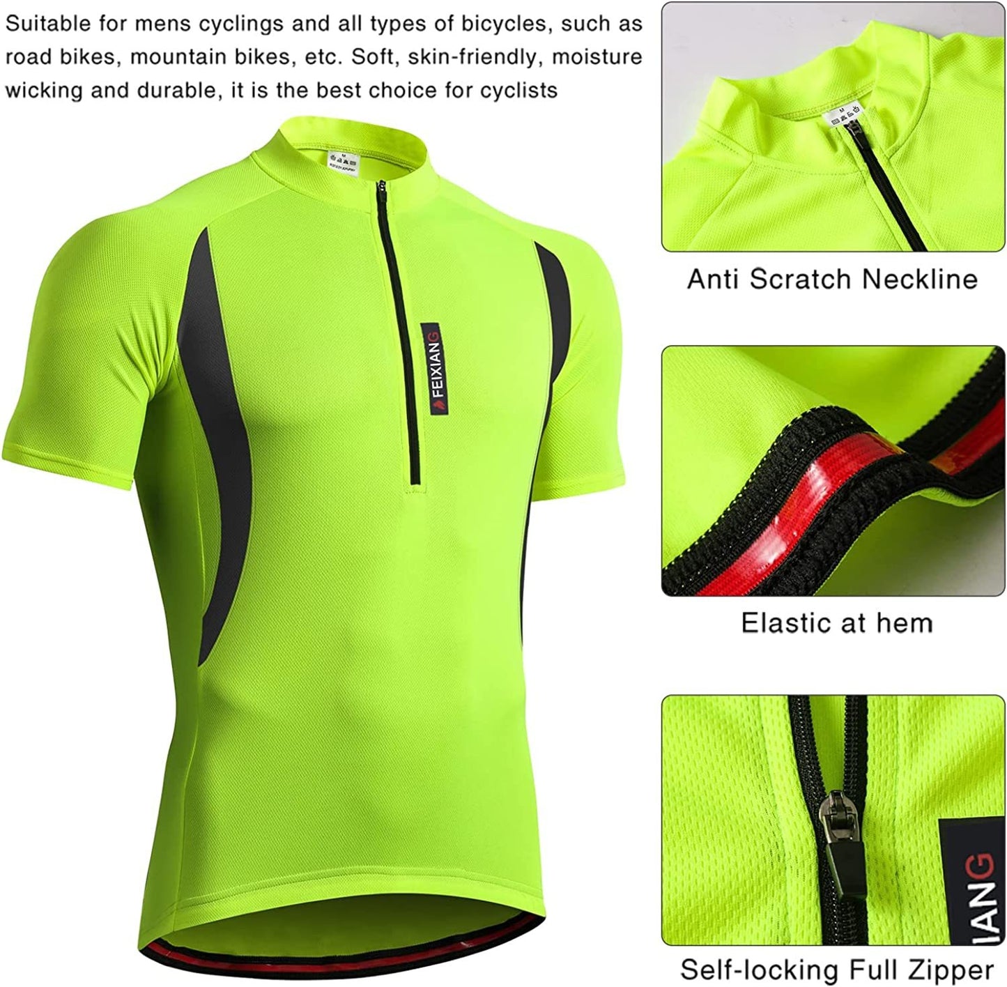 Men’s Cycling Jersey, Short Sleeve Biking Cycle Tops Quick Dry Breathable Mountain Bike MTB Shirt Racing Bicycle Clothes