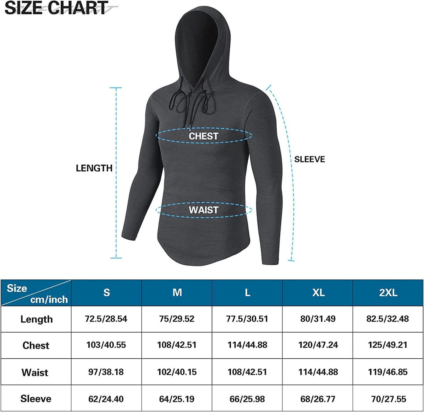 Long Sleeve Workout Hoodie Shirts for Men, Lightweight Athletic Running Hooded T-Shirt Gym Fishing Sweatshirts