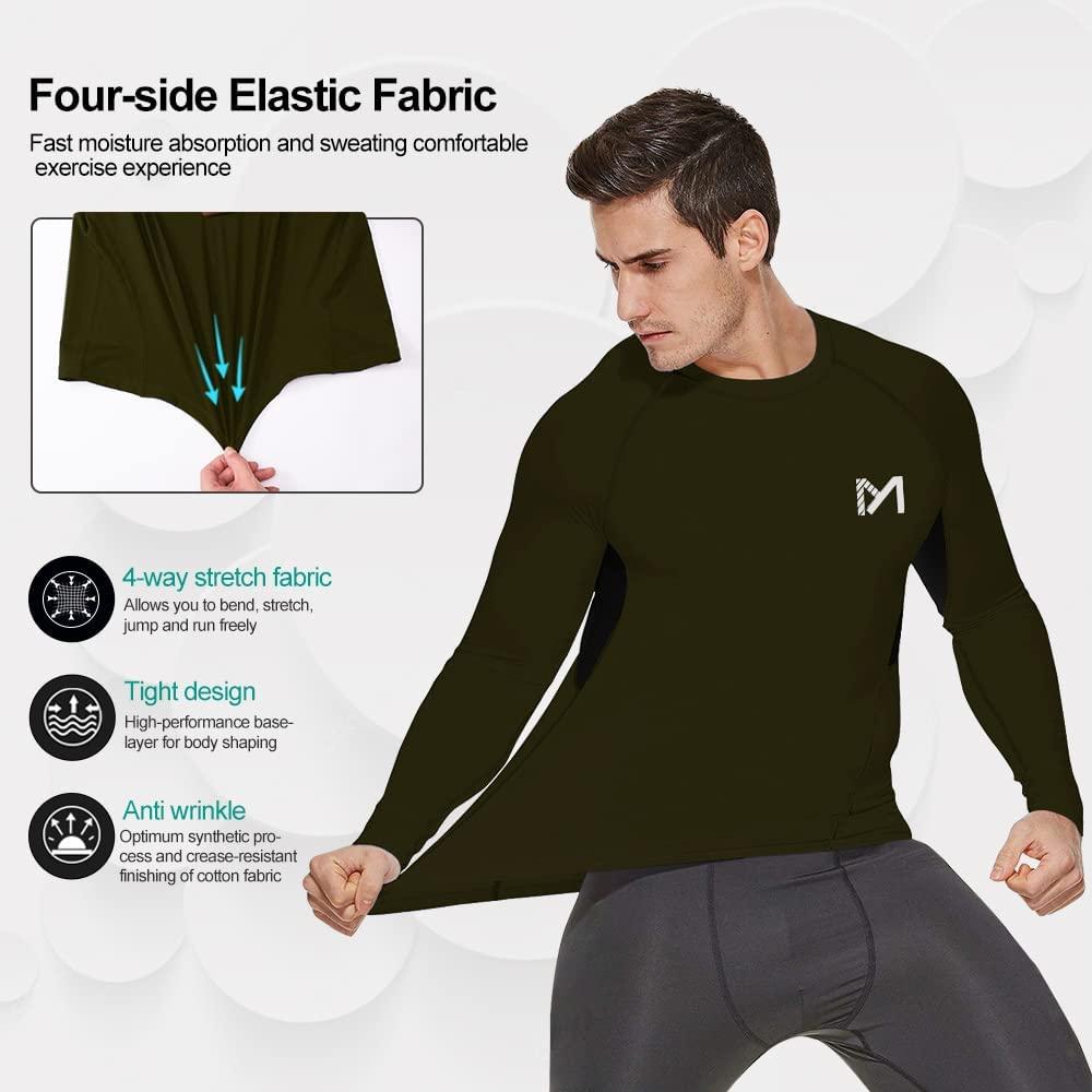 MEETWEE Men's Compression Long Sleeve Athletic Workout Shirt