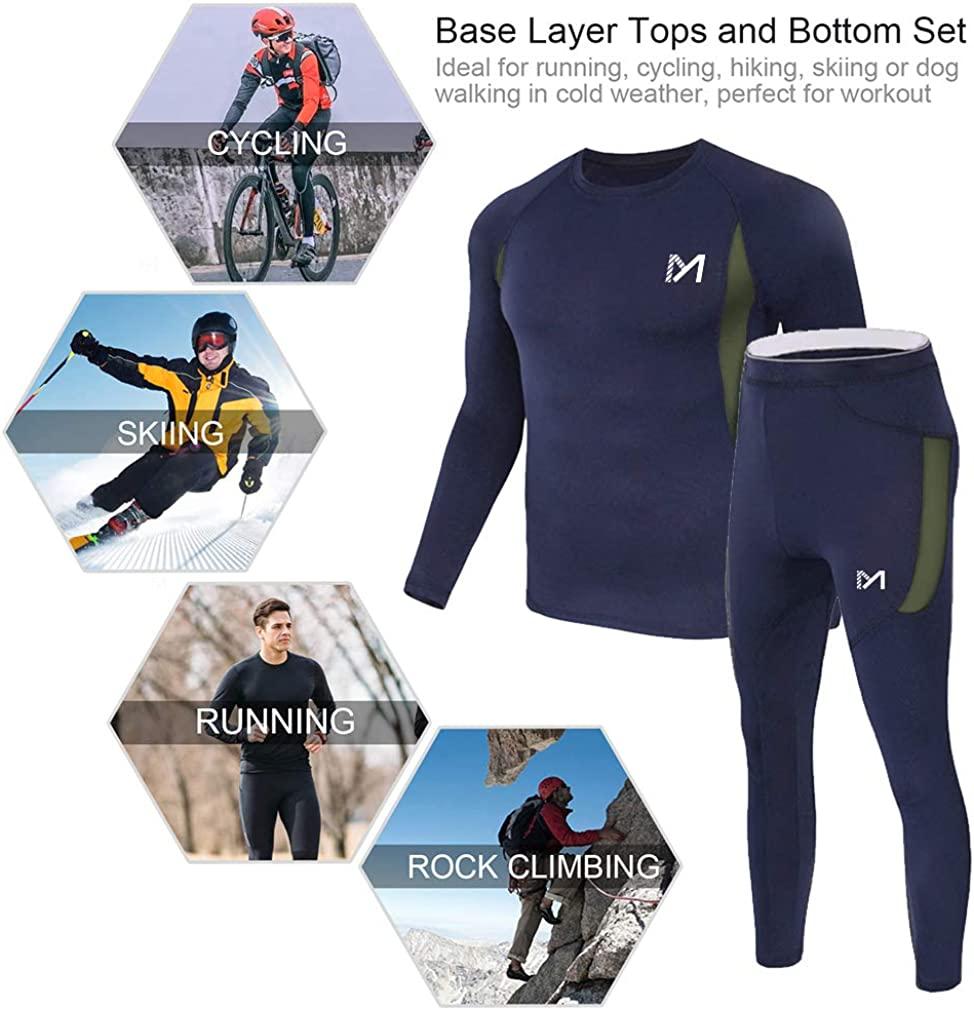 Thermal Underwear for Men, Winter Gear Long Johns Base Layer Top and Bottom Set for Skiing Running