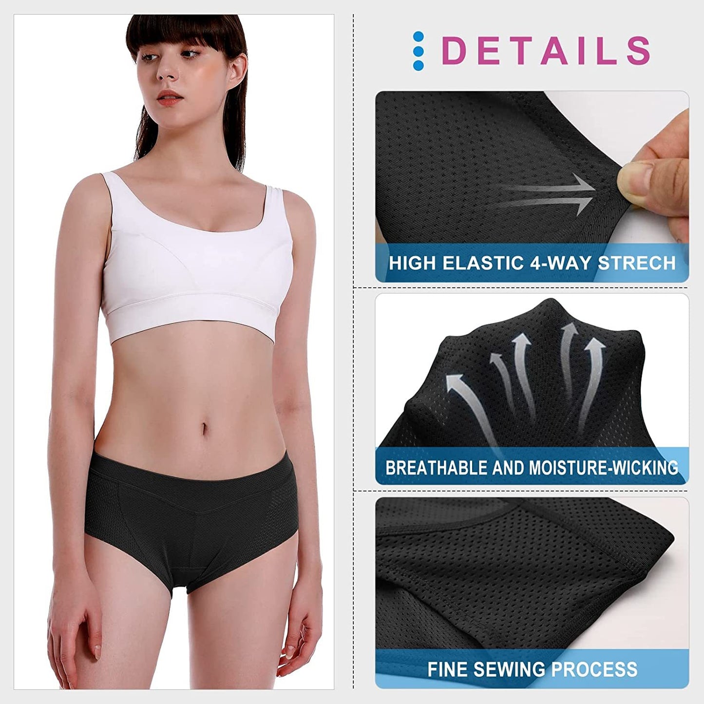 Women's Cycling Underwear, 4D Padded Gel Bike Shorts Lightweight Quick Dry Cycling Knickers