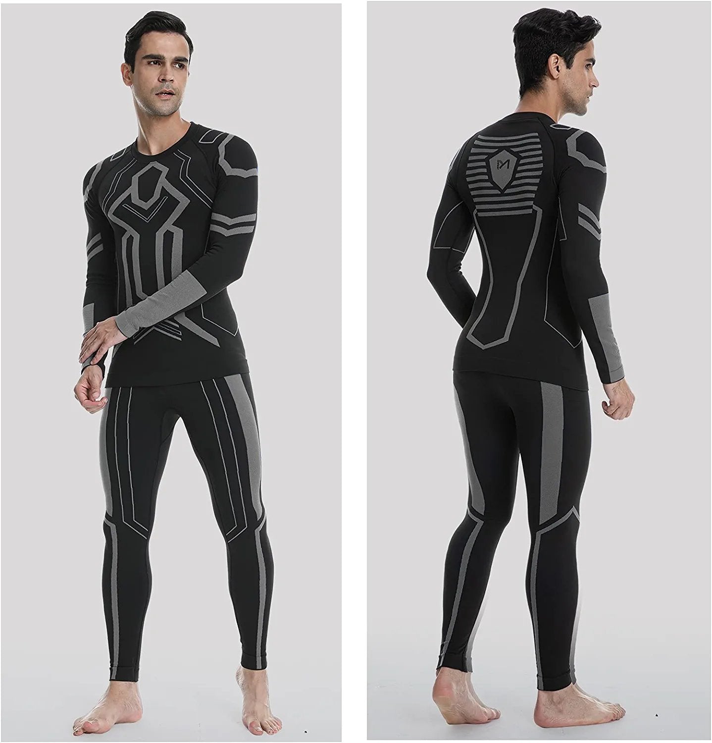Men's Thermal Underwear Set, Winter Base Layer Sport Long Johns Top & Bottom Suit Compression Cold Weather Gear for Skiing