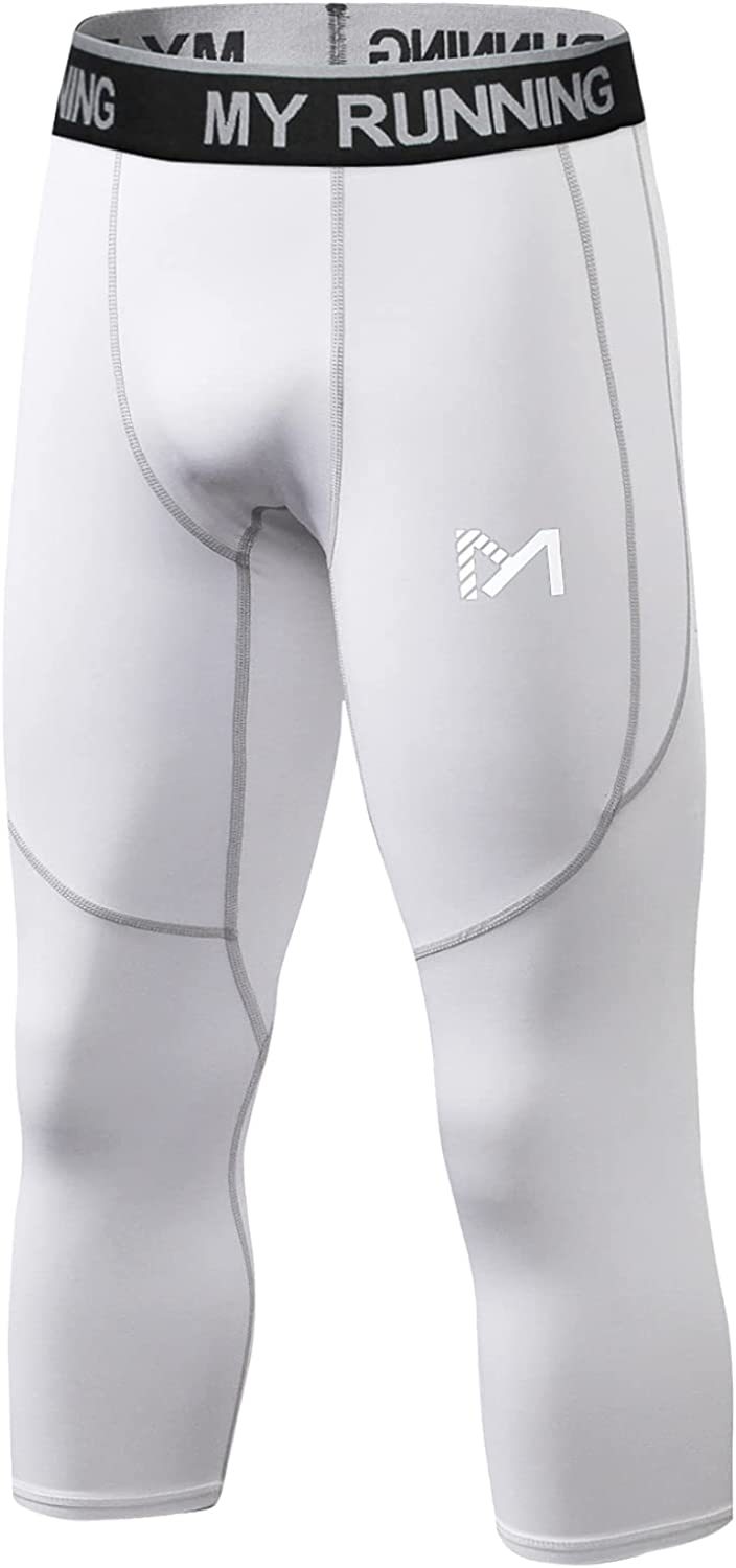 Men's 3/4 Compression Pants Sports Workout Running Tights Leggings