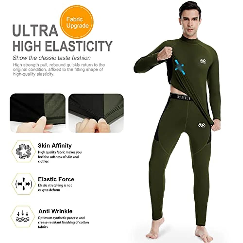 Men's Thermal Underwear Set Winter Ski Gear Fleece Lined Long Johns Ba –  MEETWEE